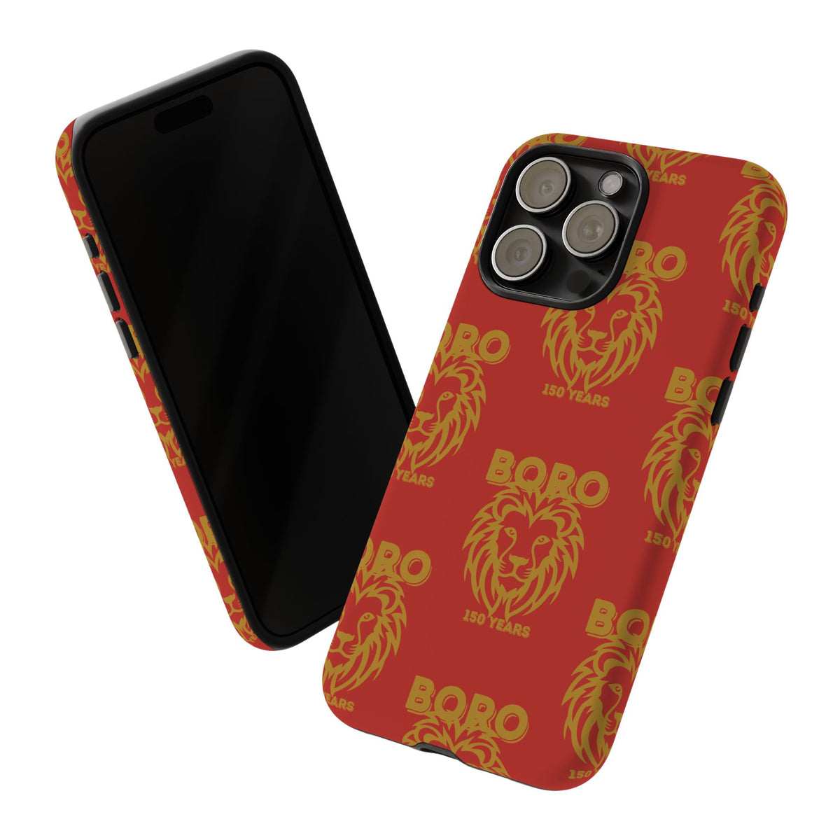 BORO Gold on red Lion Head Phone Case — Red 150 years Pattern Protective Case