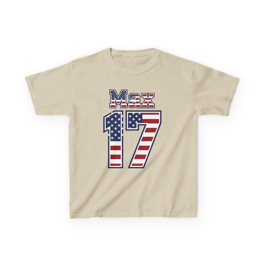 Kids Shirt 'Max 17' American Flag BORO Shirt, Max Arfsten is our Number 17 'Front print'