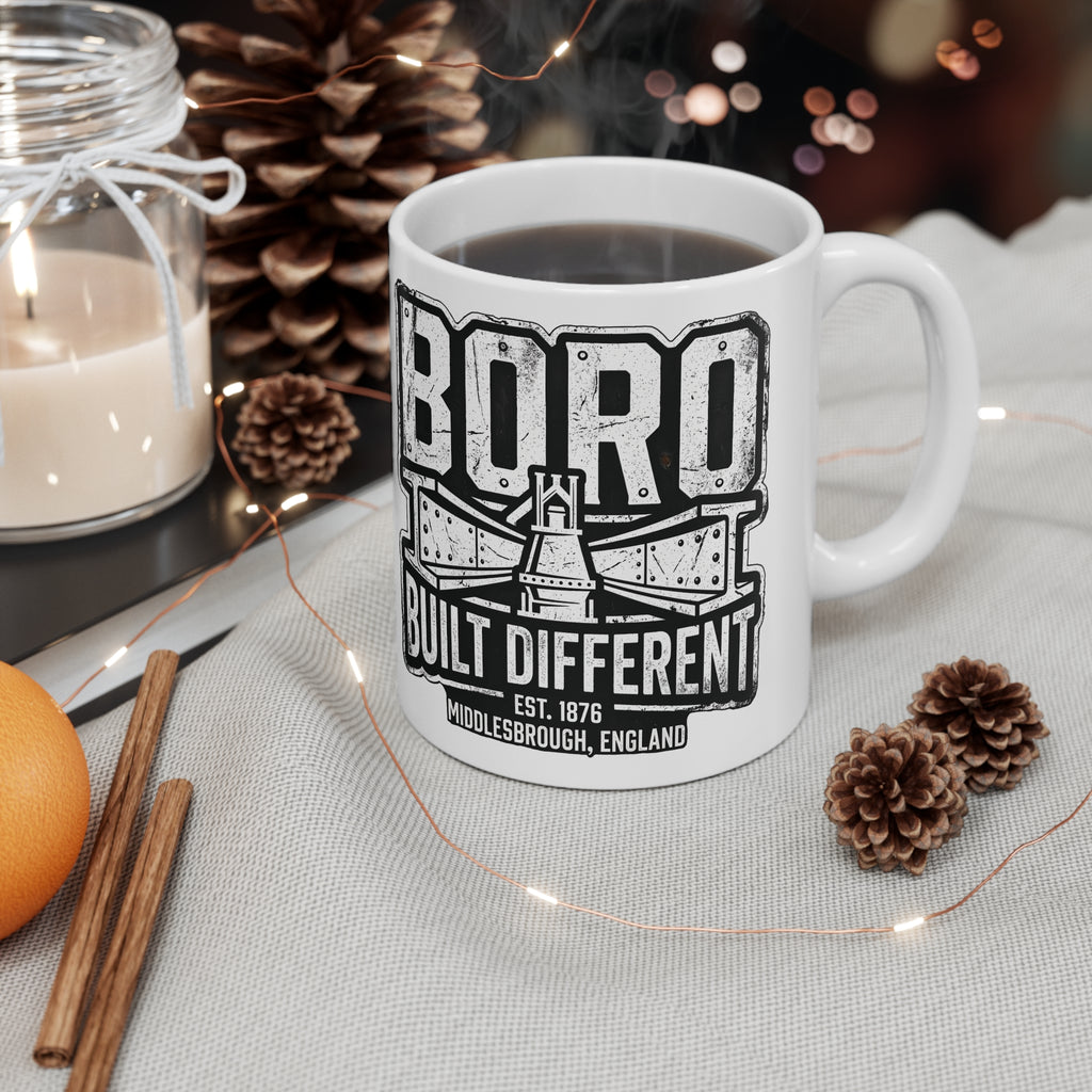 Boro Built Different Ceramic Coffee Mug — Middlesbrough Vintage Engineered Design (11oz & 15oz)