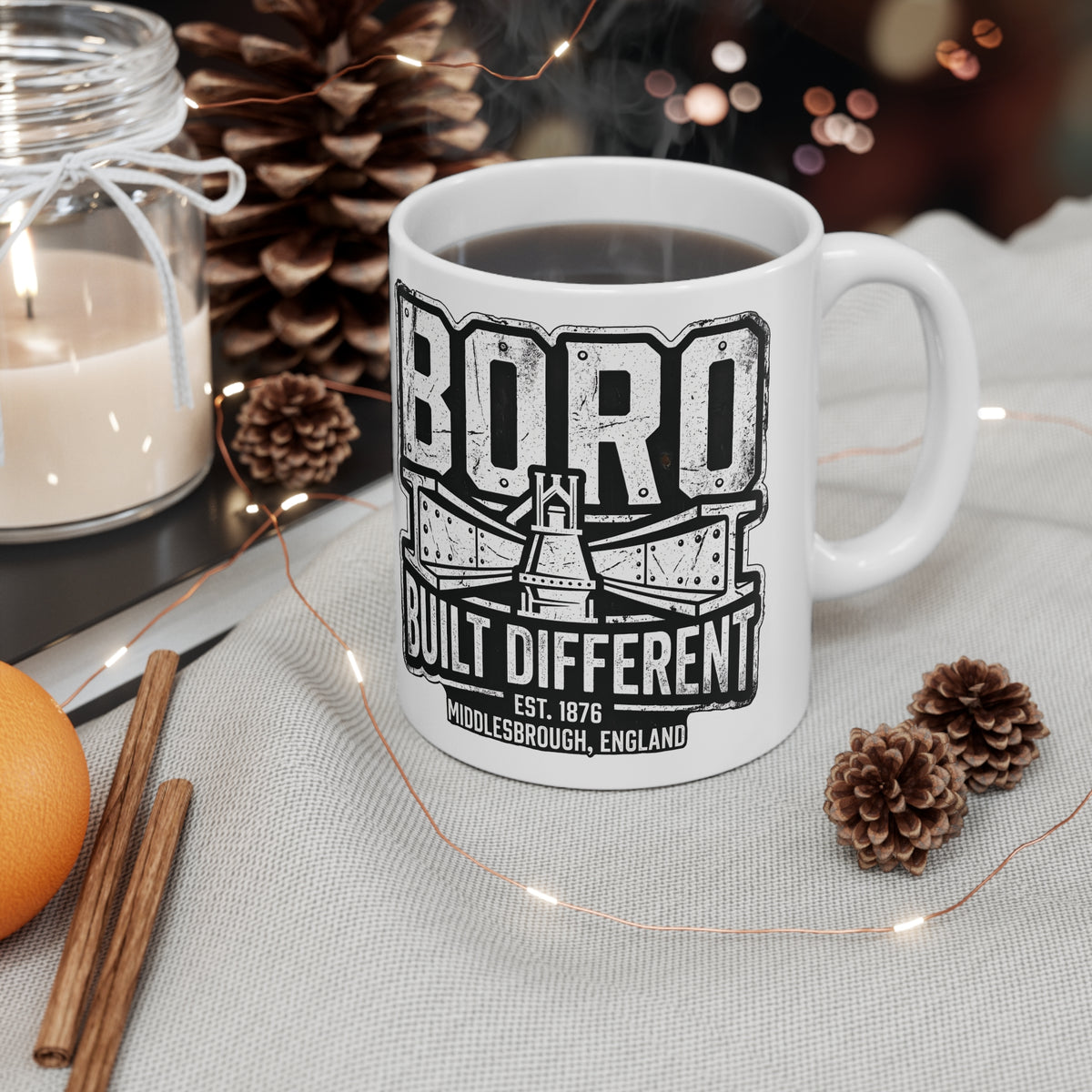 Boro Built Different Ceramic Coffee Mug — Middlesbrough Vintage Engineered Design (11oz & 15oz)