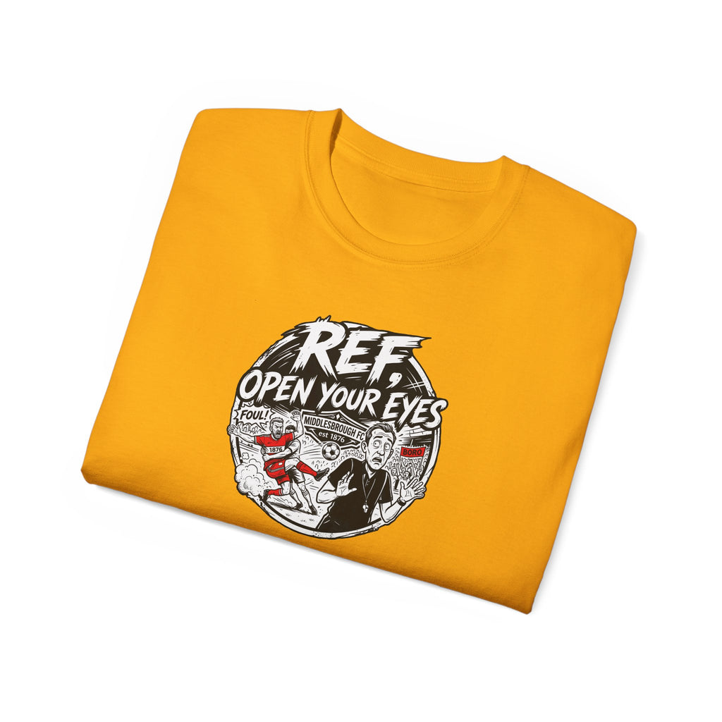 BORO T-Shirt — “Ref: Open Your Eyes” Graphic Tee (Comic-book Style Humour)