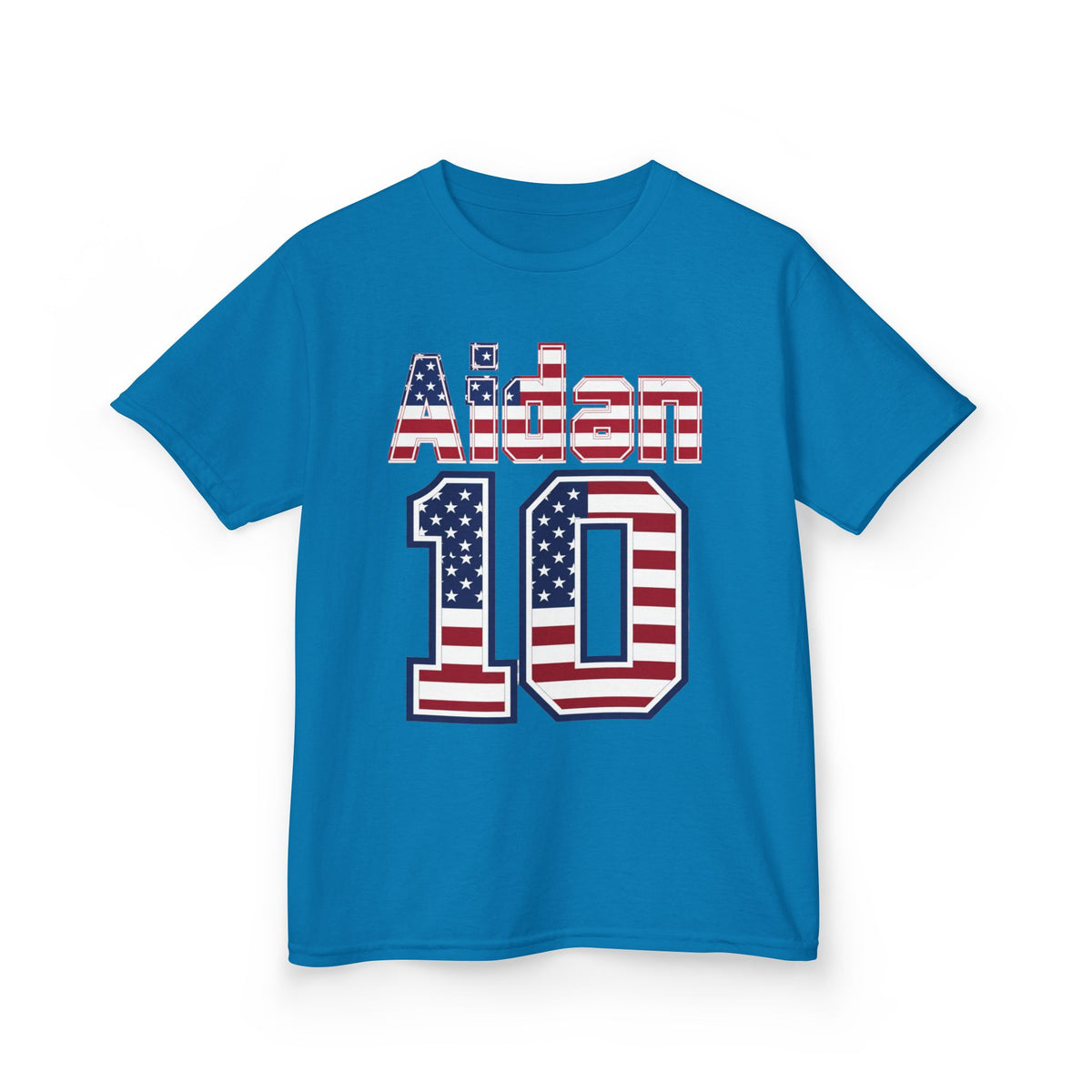 Kids Shirt 'Aiden 10' American Flag BORO Shirt, Aidan Morris is our Number 10 'Front print'
