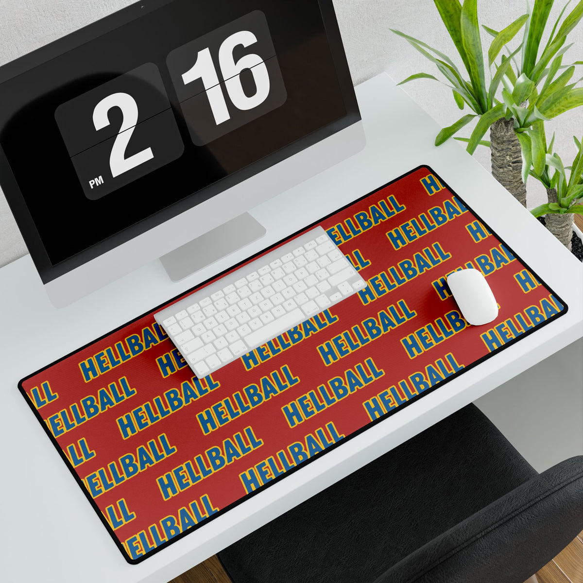 BORO Hellball Pattern Desk Mat — Retro Red & Teal Gaming Mousepad
