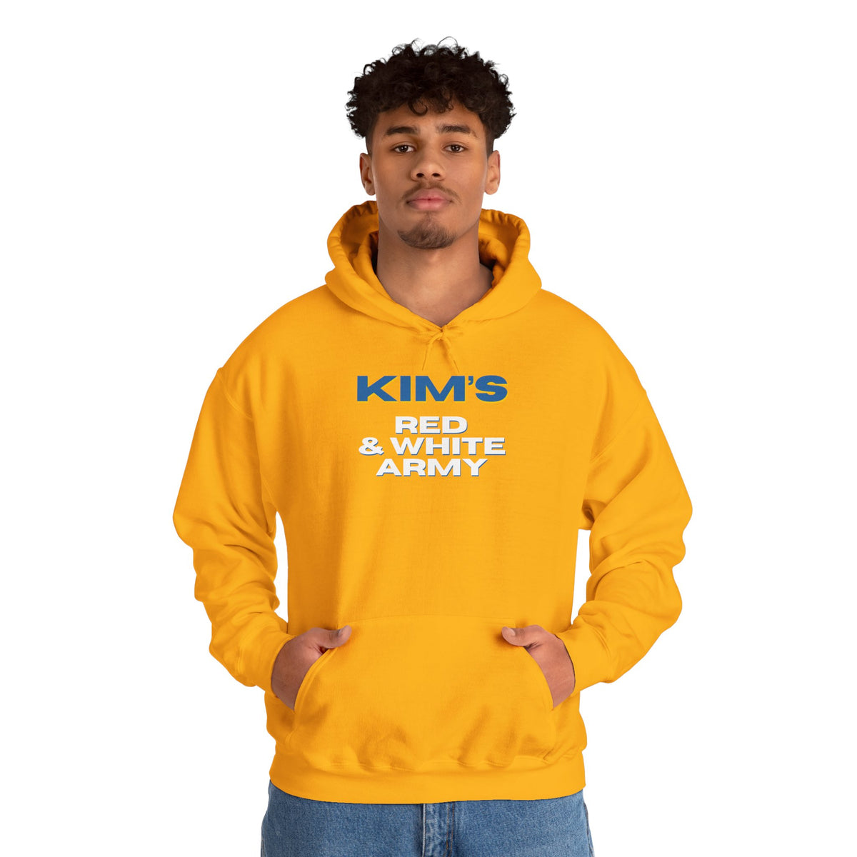 Kim's Red & White Army Hoodie 'front print' only.