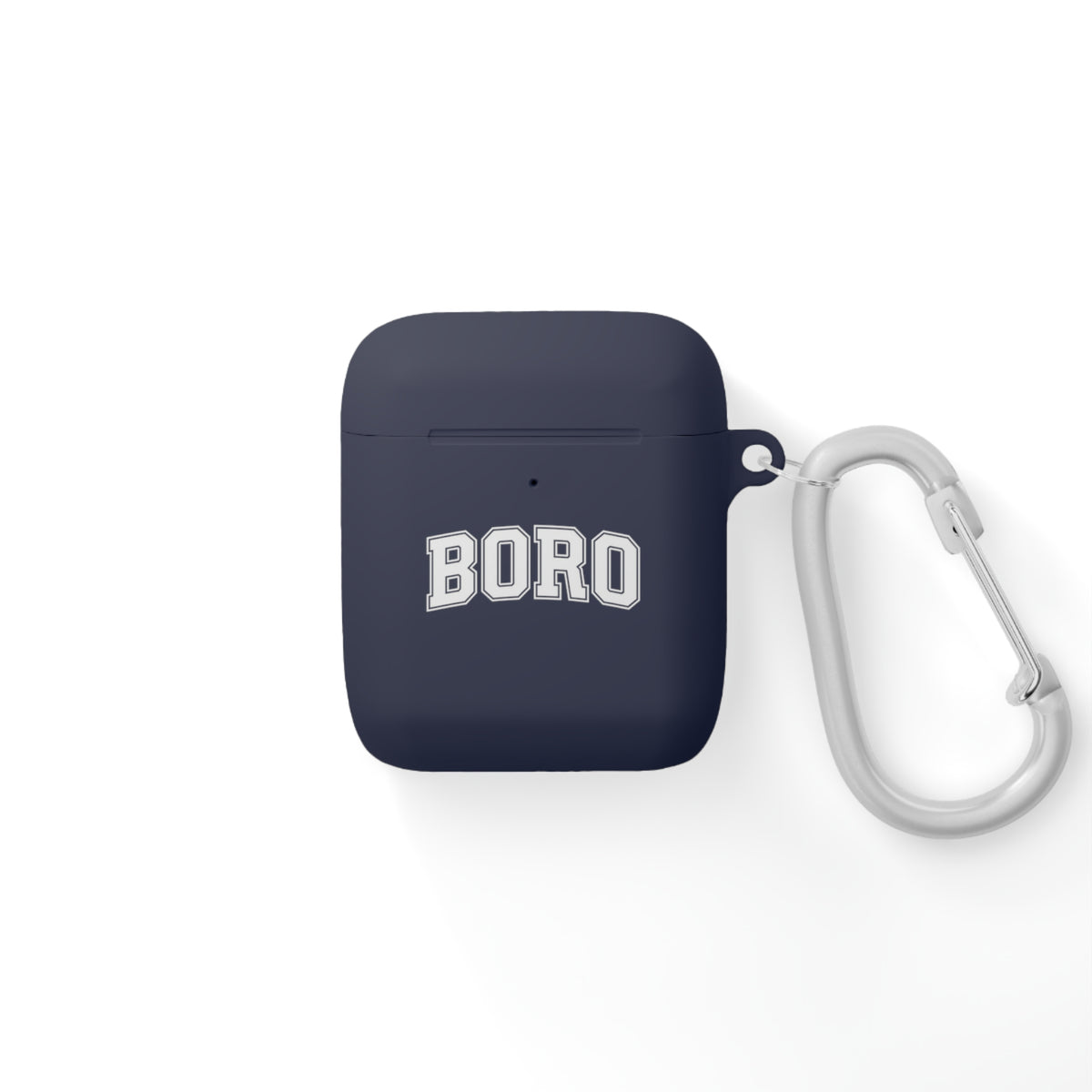 BORO Collegiate AirPods Case Cover — Black Silicone with Carabiner