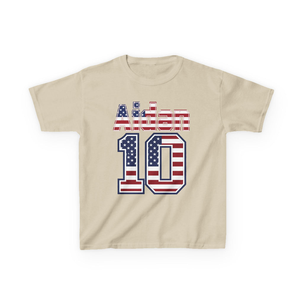 Kids Shirt 'Aiden 10' American Flag BORO Shirt, Aidan Morris is our Number 10 'Front print'