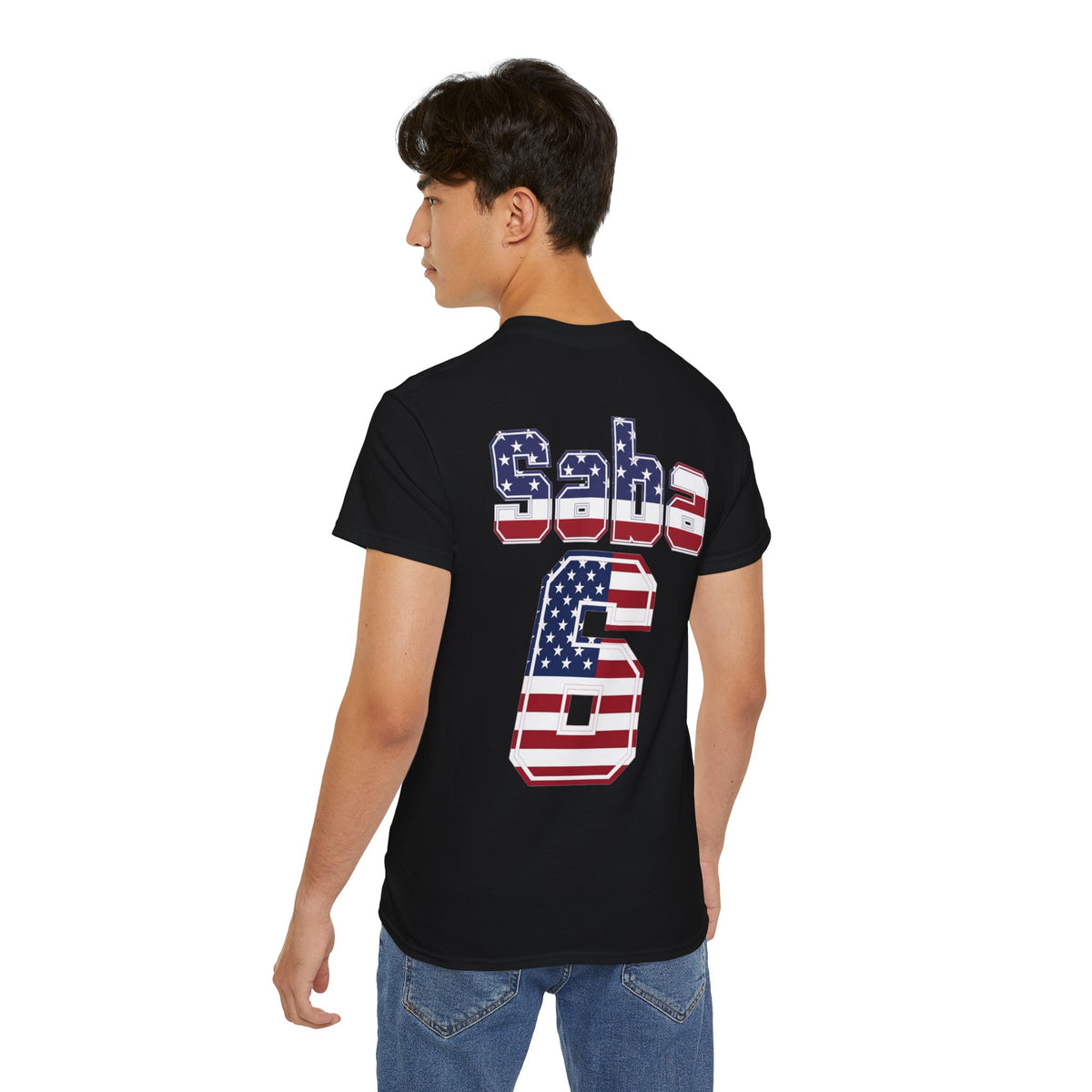 Sabastian Berhalter Number 6 USA Flag Shirt for the BORO 'back print only'