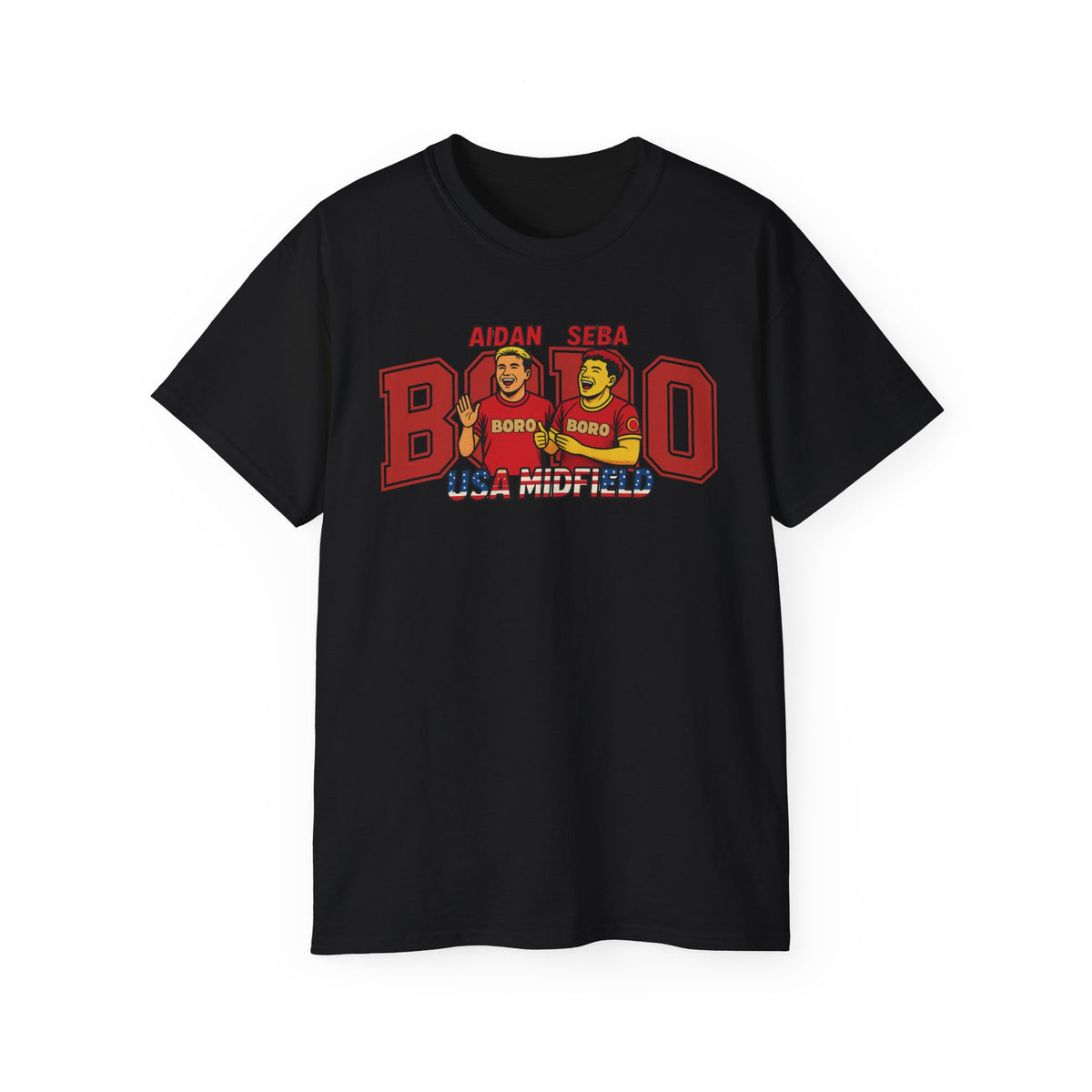 American Midfield — "Aidan & Seba, Boro's USA Midfield" Graphic T-Shirt