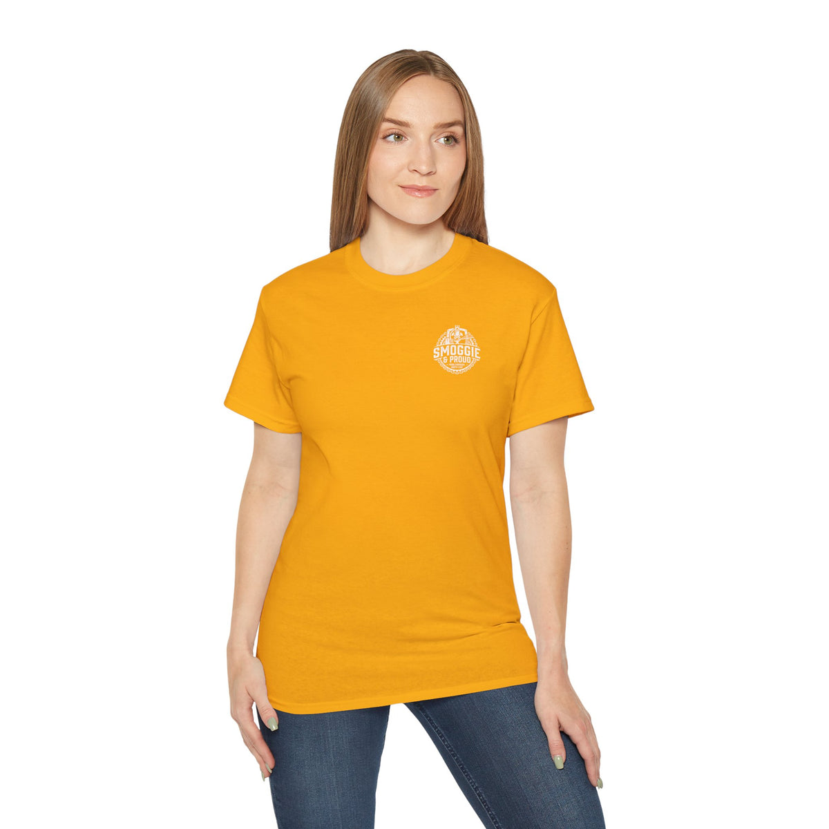 Smoggie & Proud Badge T‑Shirt — Teesside Pride Tee badge graphic
