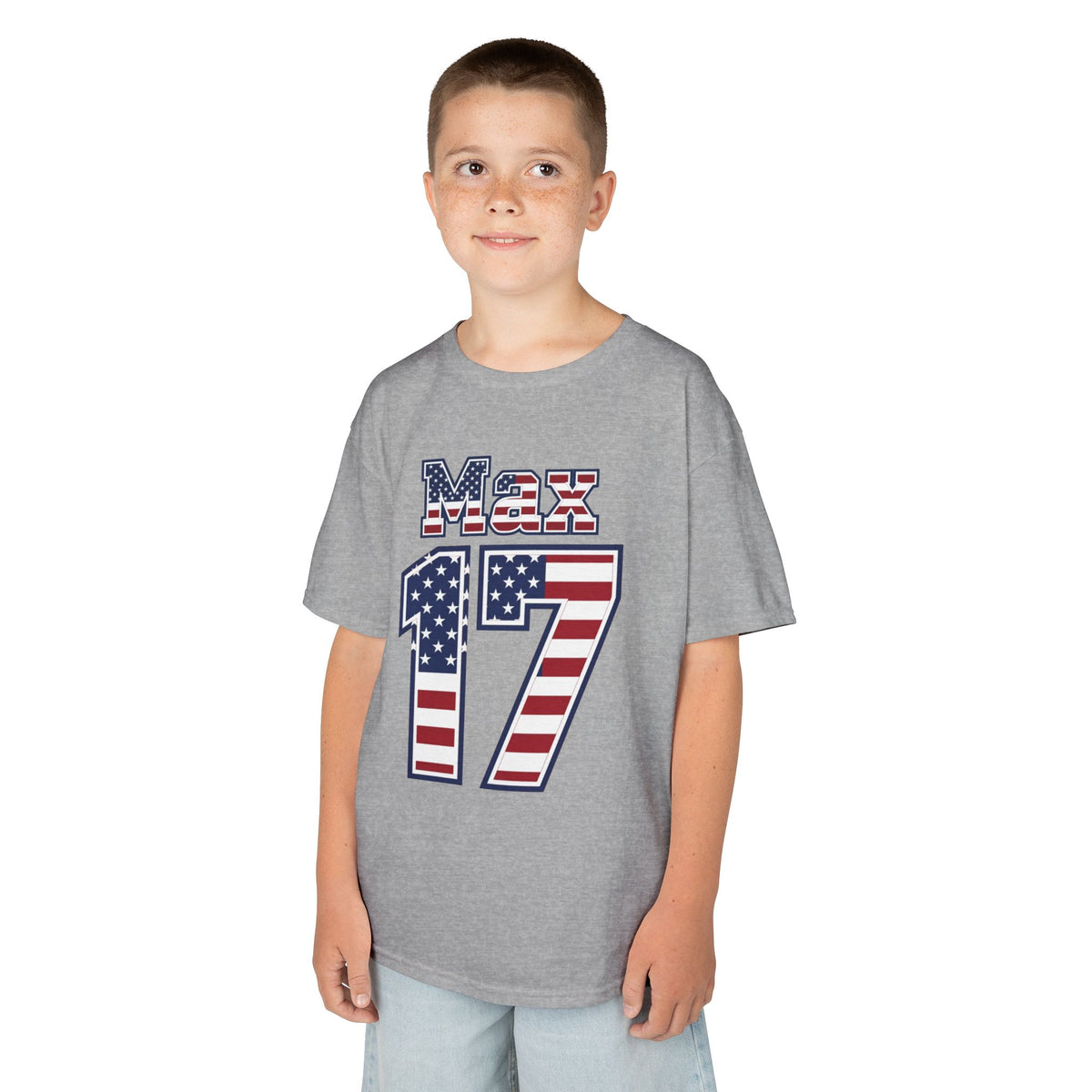 Kids Shirt 'Max 17' American Flag BORO Shirt, Max Arfsten is our Number 17 'Front print'