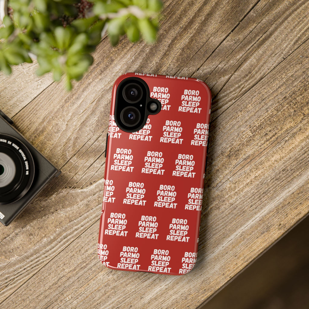 "BORO PARMO SLEEP REPEAT" Phone Case — Red Pattern Tough Case