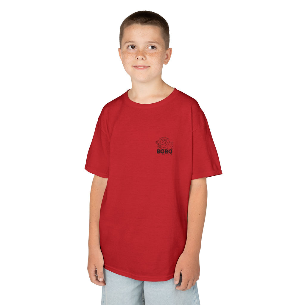 BORO Kids Tee — Cute Red ‘BORO’ Lion Chest Graphic
