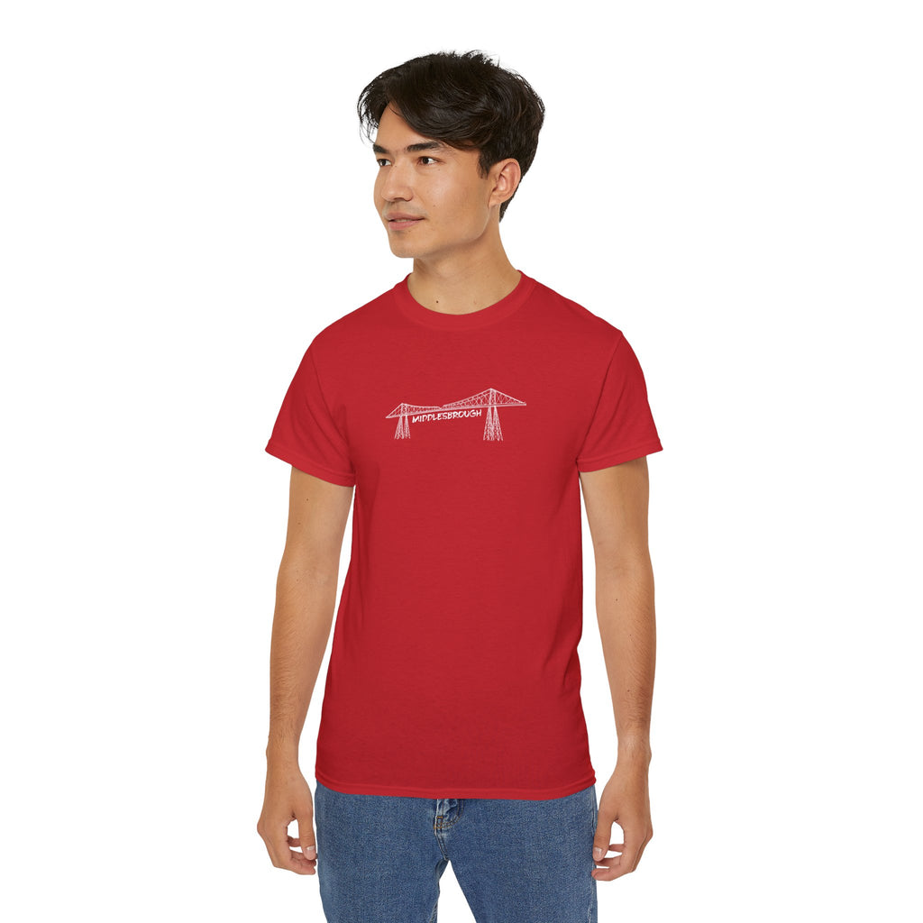 Transporter Bridge Sketch T‑Shirt — Minimalist Hand‑Drawn Middlesbrough Bridge Design