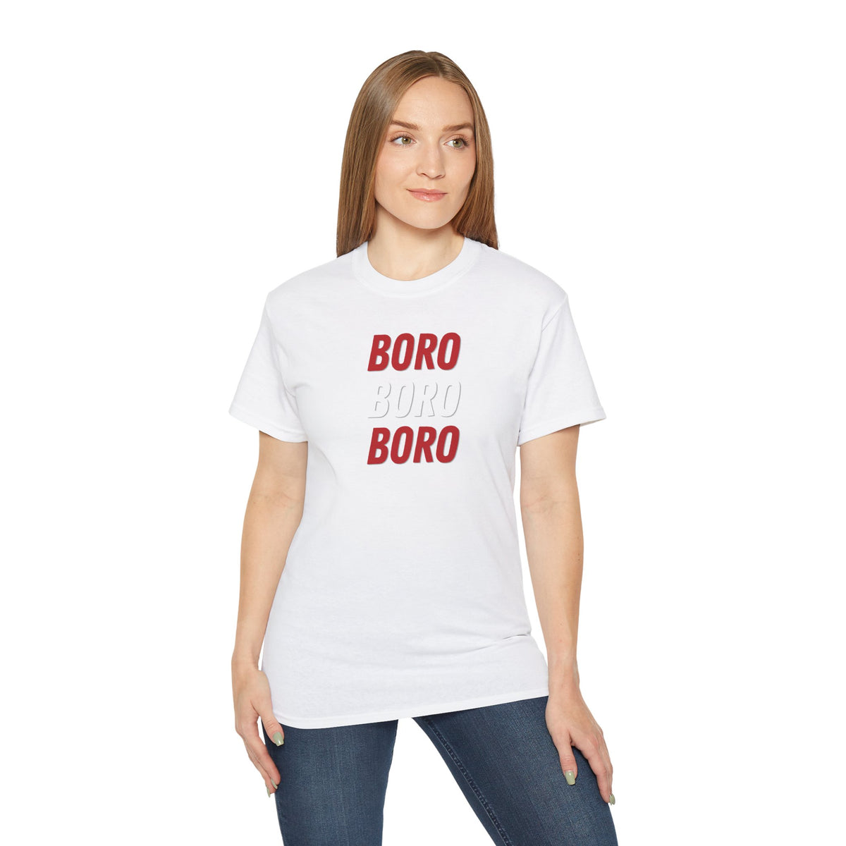 Boro Boro Boro Graphic Tee — Retro Red Logo Cotton T-Shirt
