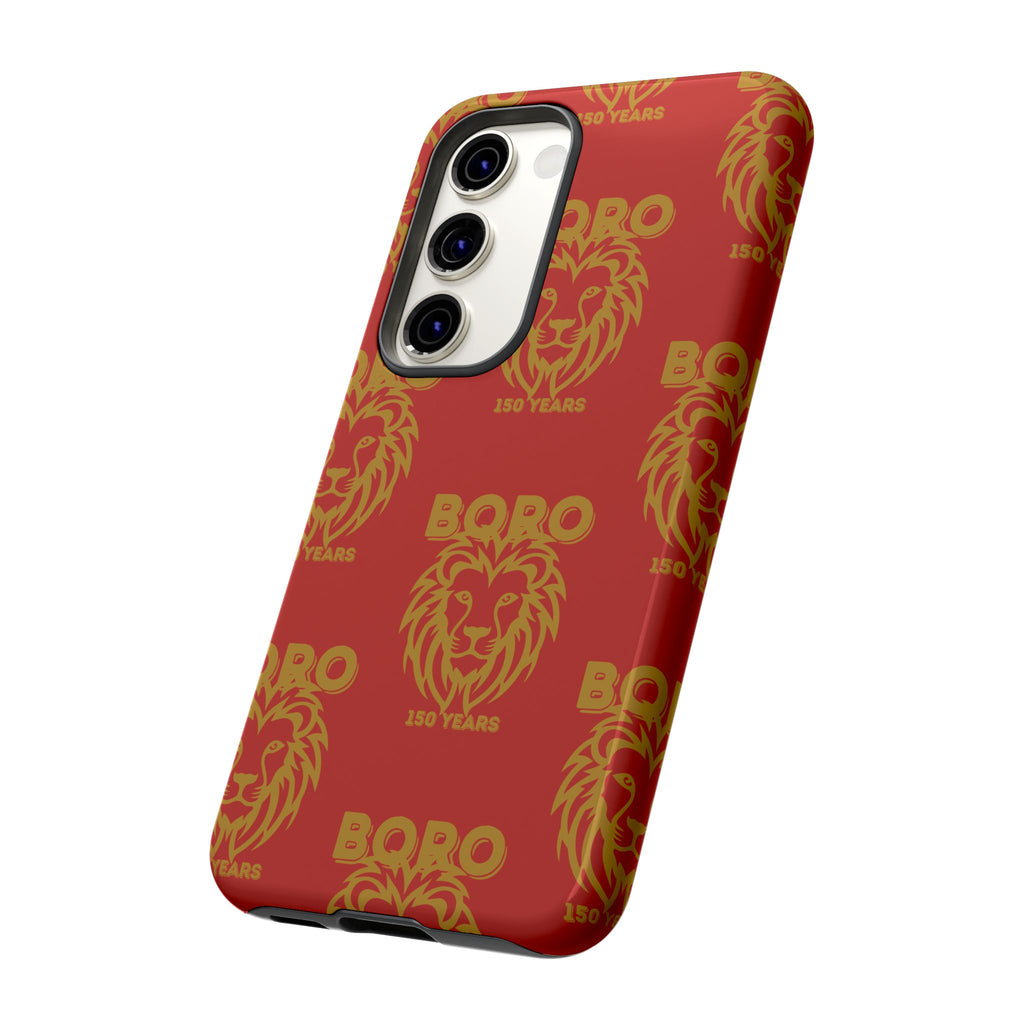 BORO Gold on red Lion Head Phone Case — Red 150 years Pattern Protective Case