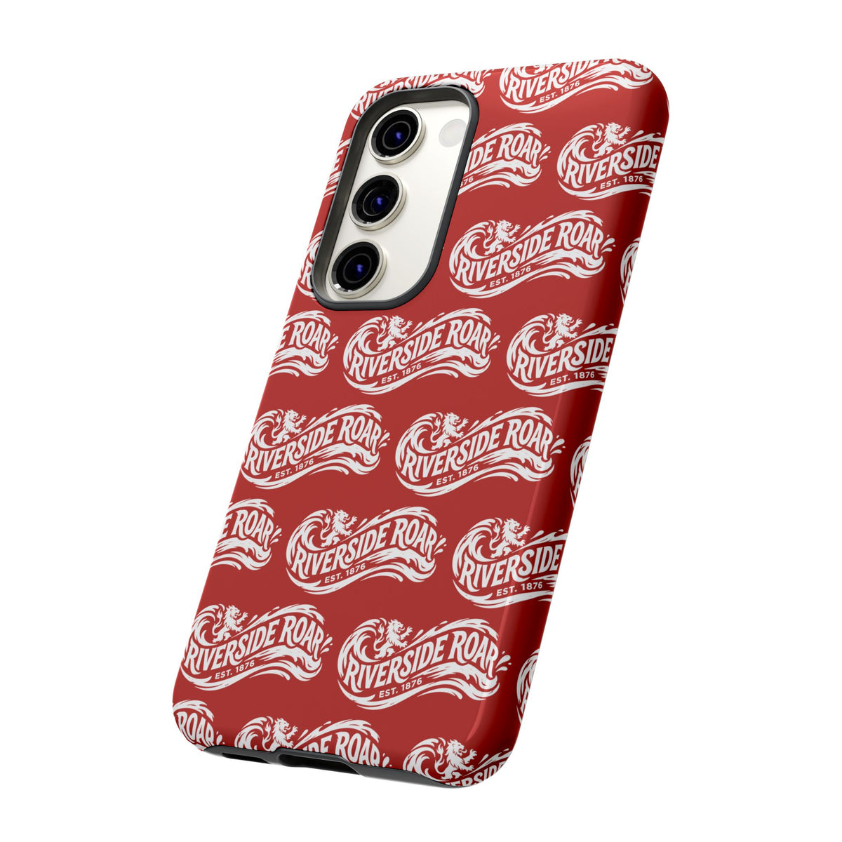 Riverside Roar Patterned Tough Case (White on Red) iPhone & Samsung