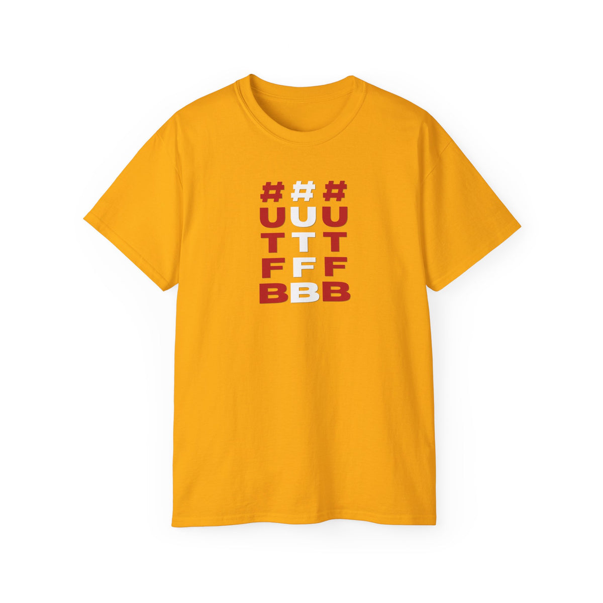Tripple Vertical '#UTFB' Graphic Tee — Red & White Minimalist Design