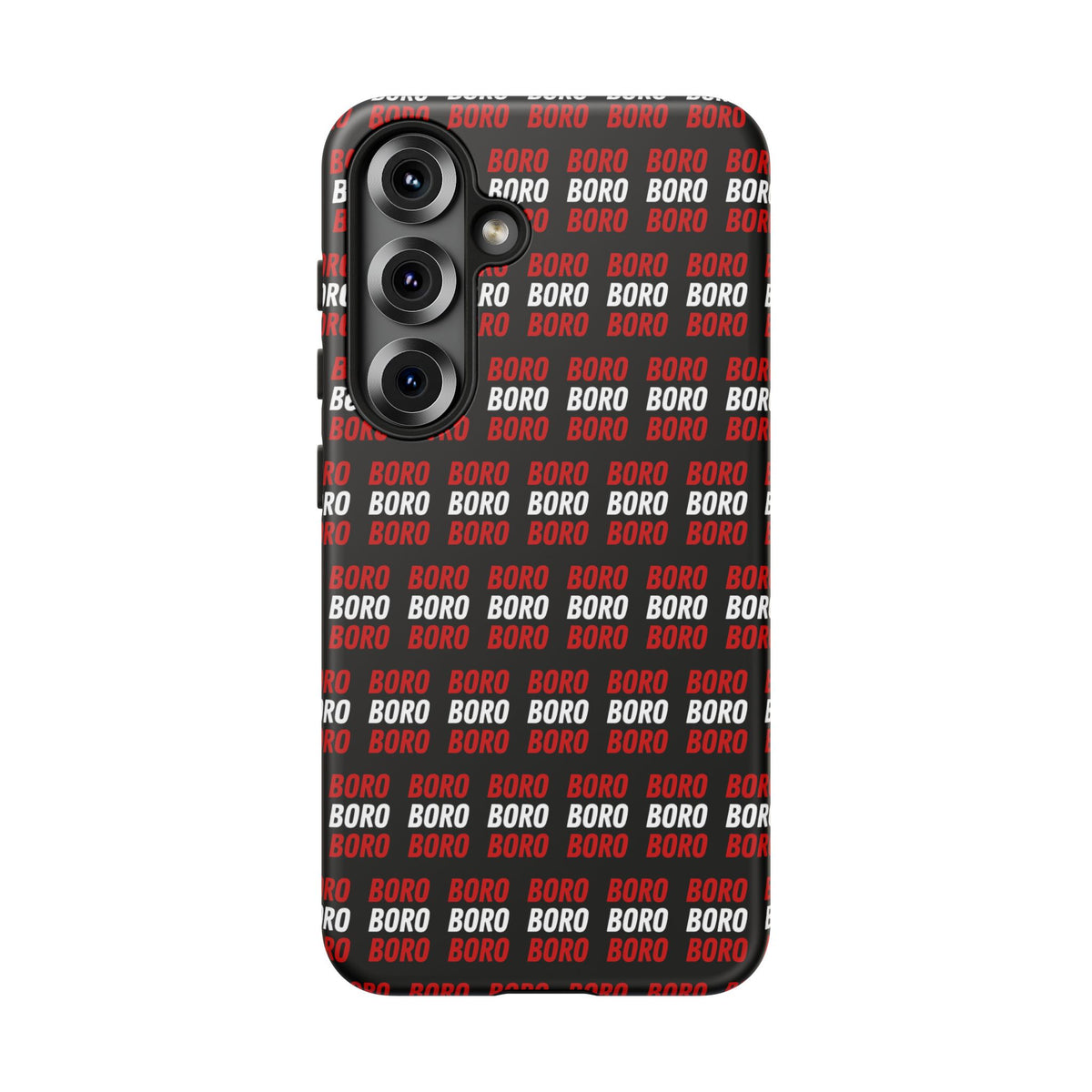 BORO BORO BORO Pattern Phone Case — Bold Red & White Repeating Text Protective Cover