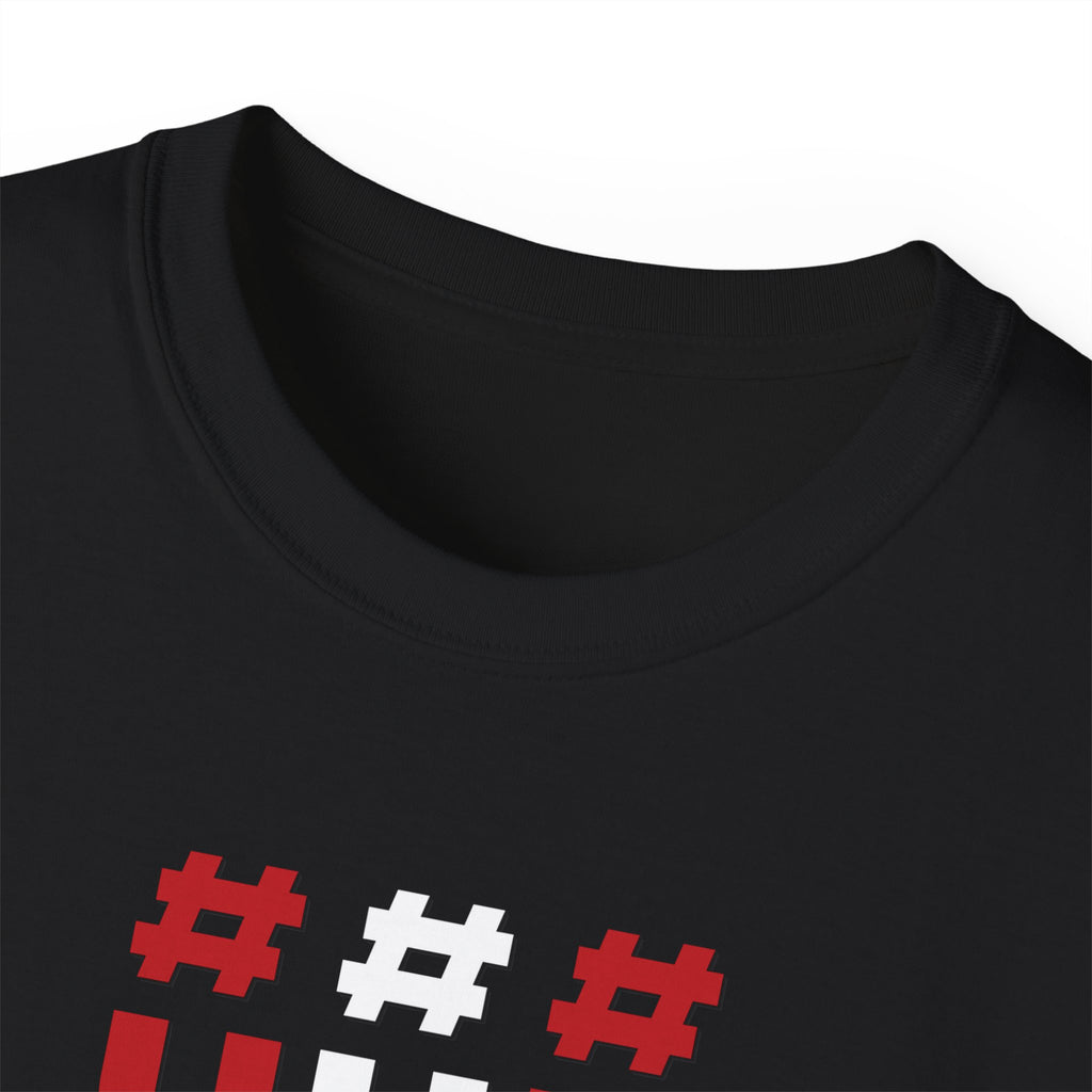 Tripple Vertical '#UTFB' Graphic Tee — Red & White Minimalist Design