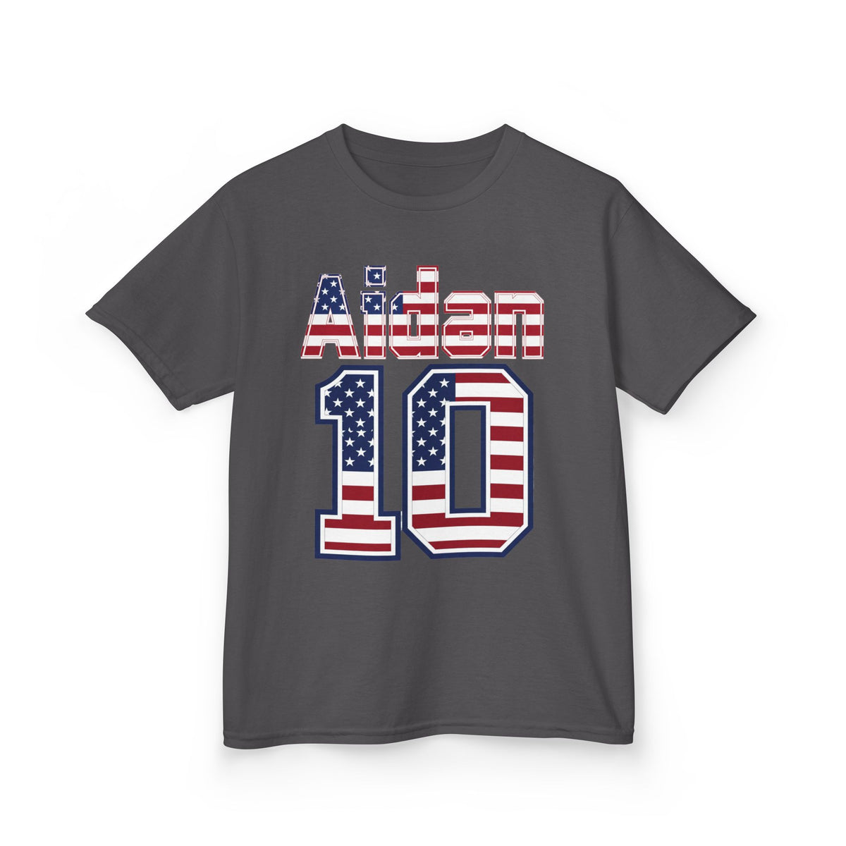 Kids Shirt 'Aiden 10' American Flag BORO Shirt, Aidan Morris is our Number 10 'Front print'