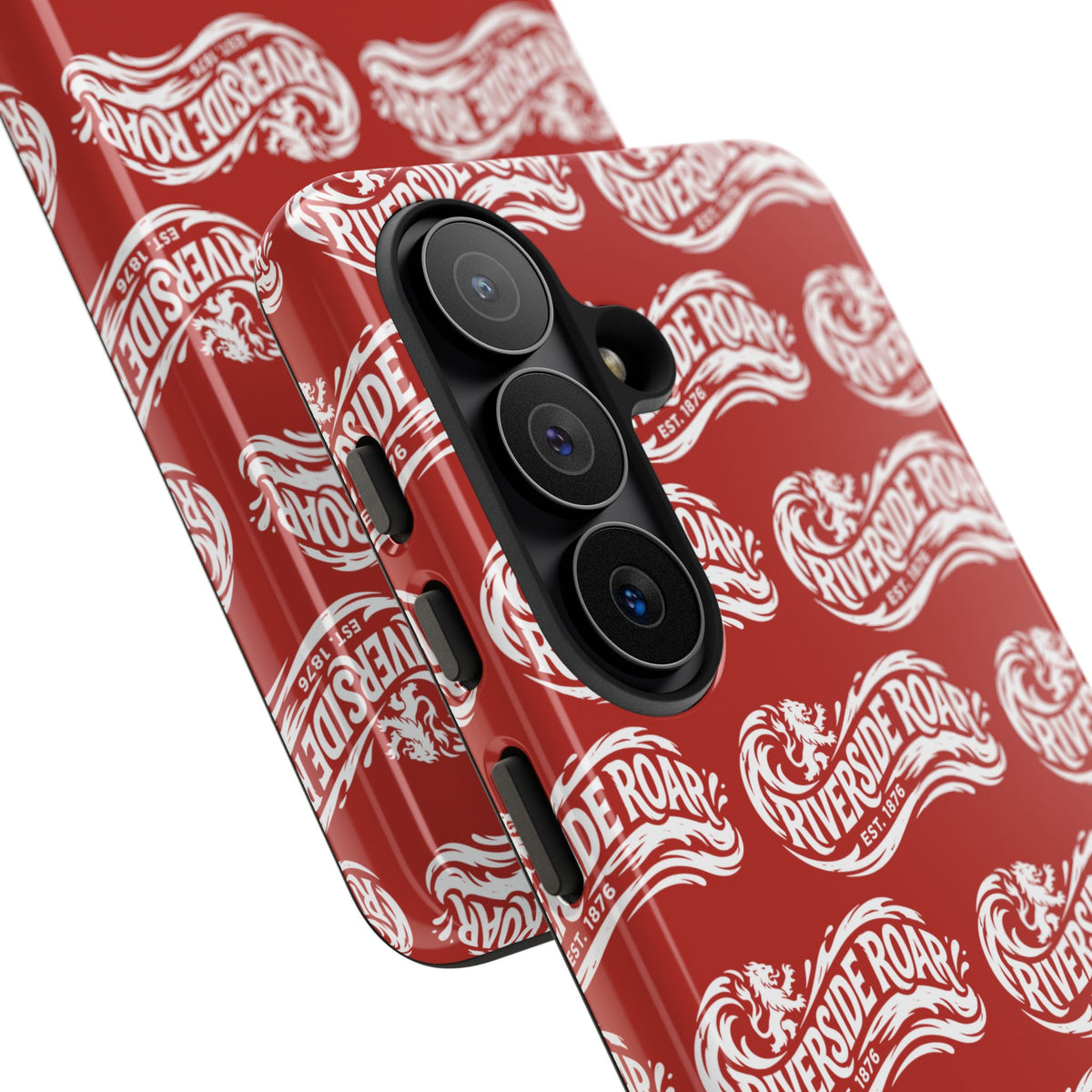 Riverside Roar Patterned Tough Case (White on Red) iPhone & Samsung