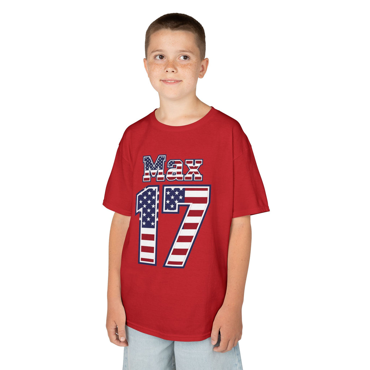 Kids Shirt 'Max 17' American Flag BORO Shirt, Max Arfsten is our Number 17 'Front print'