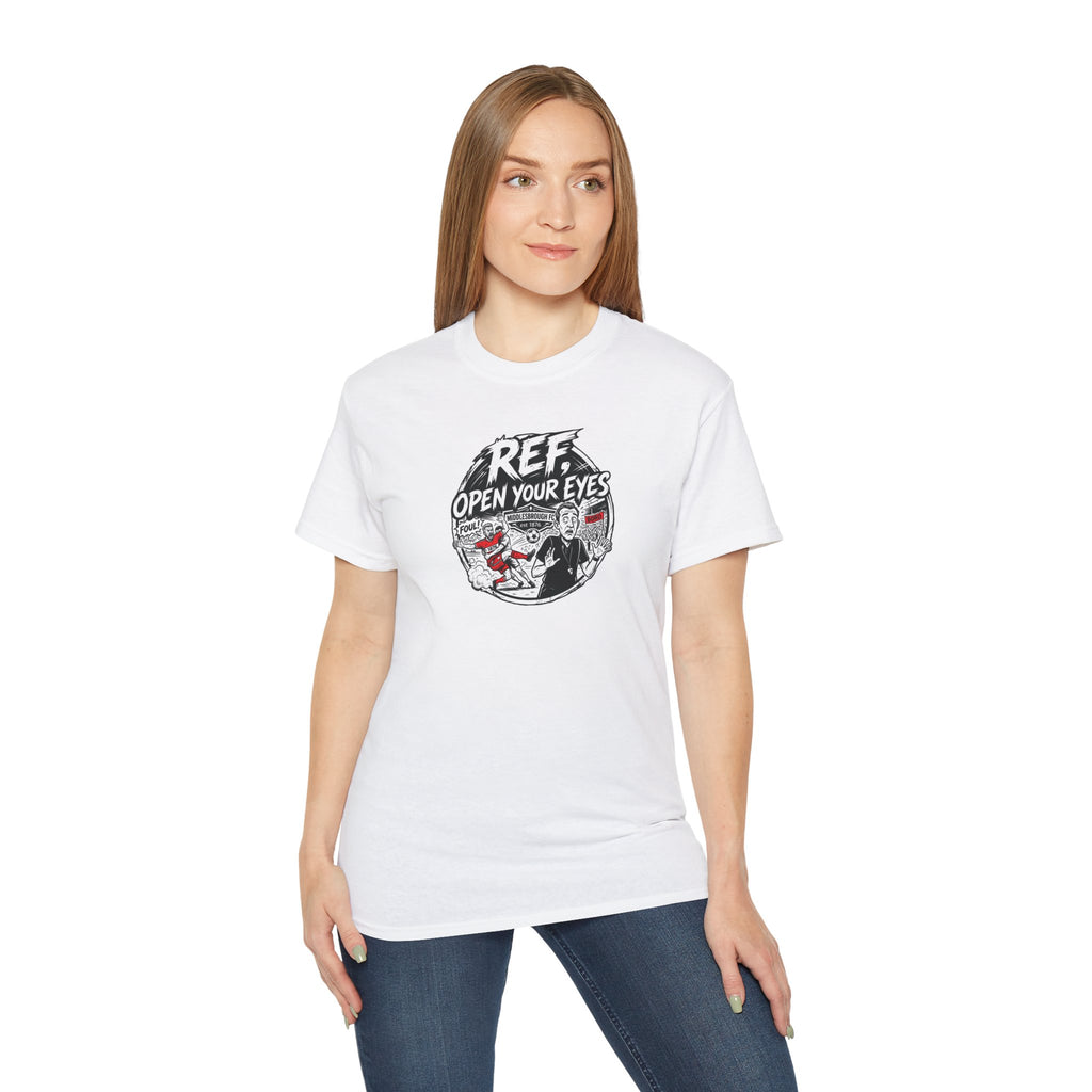 BORO T-Shirt — “Ref: Open Your Eyes” Graphic Tee (Comic-book Style Humour)