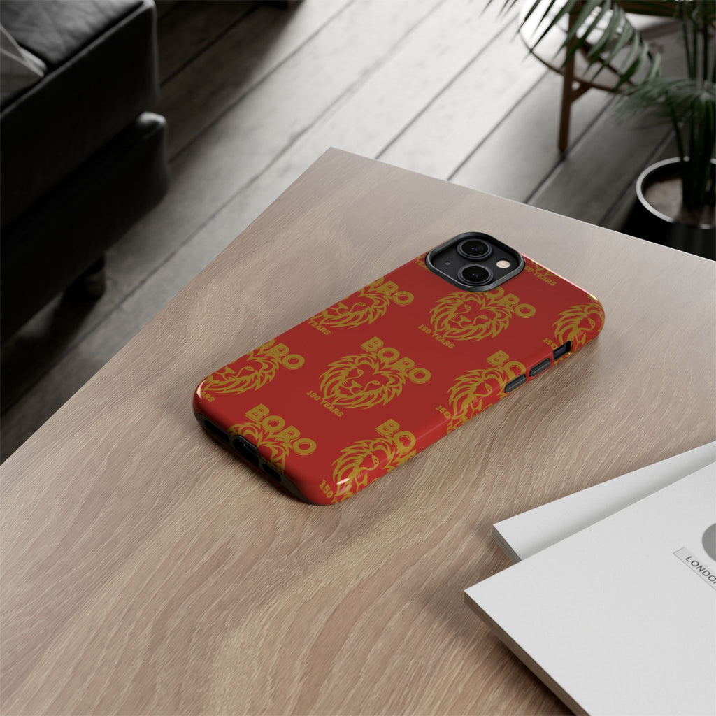 BORO Gold on red Lion Head Phone Case — Red 150 years Pattern Protective Case