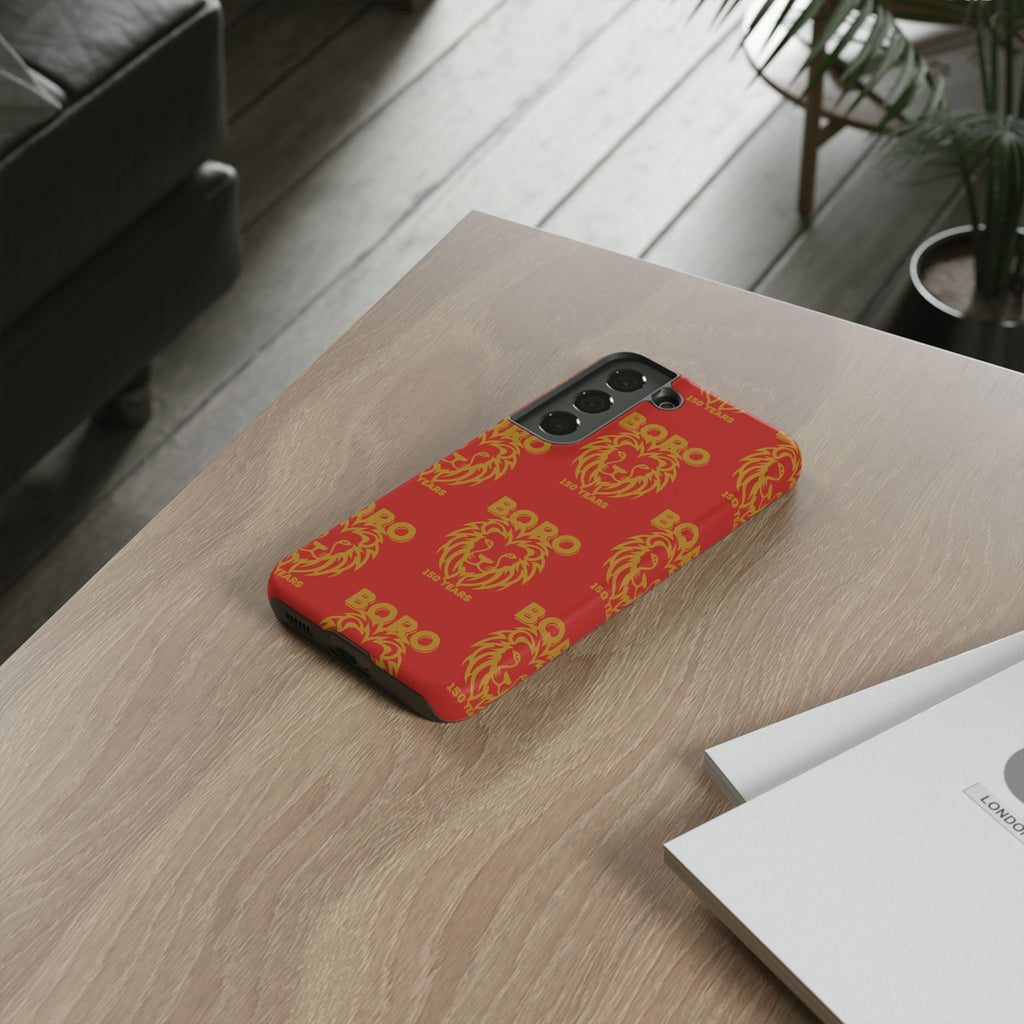 BORO Gold on red Lion Head Phone Case — Red 150 years Pattern Protective Case