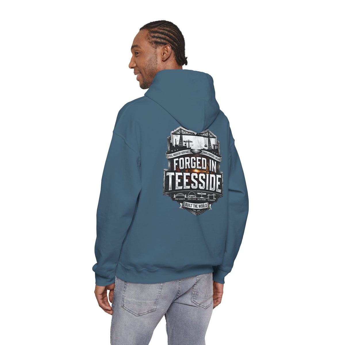 Forged in Teesside Hoodie — Industrial Teesside Pride Sweatshirt 'back print'