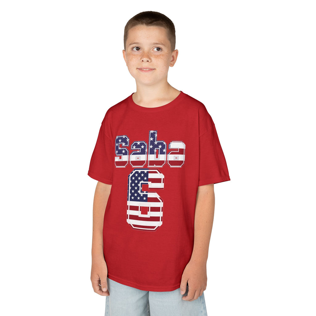 Kids Shirt 'Saba 6' American Flag BORO Shirt, Sabastian Berhalter is our Number 6 'Front print'