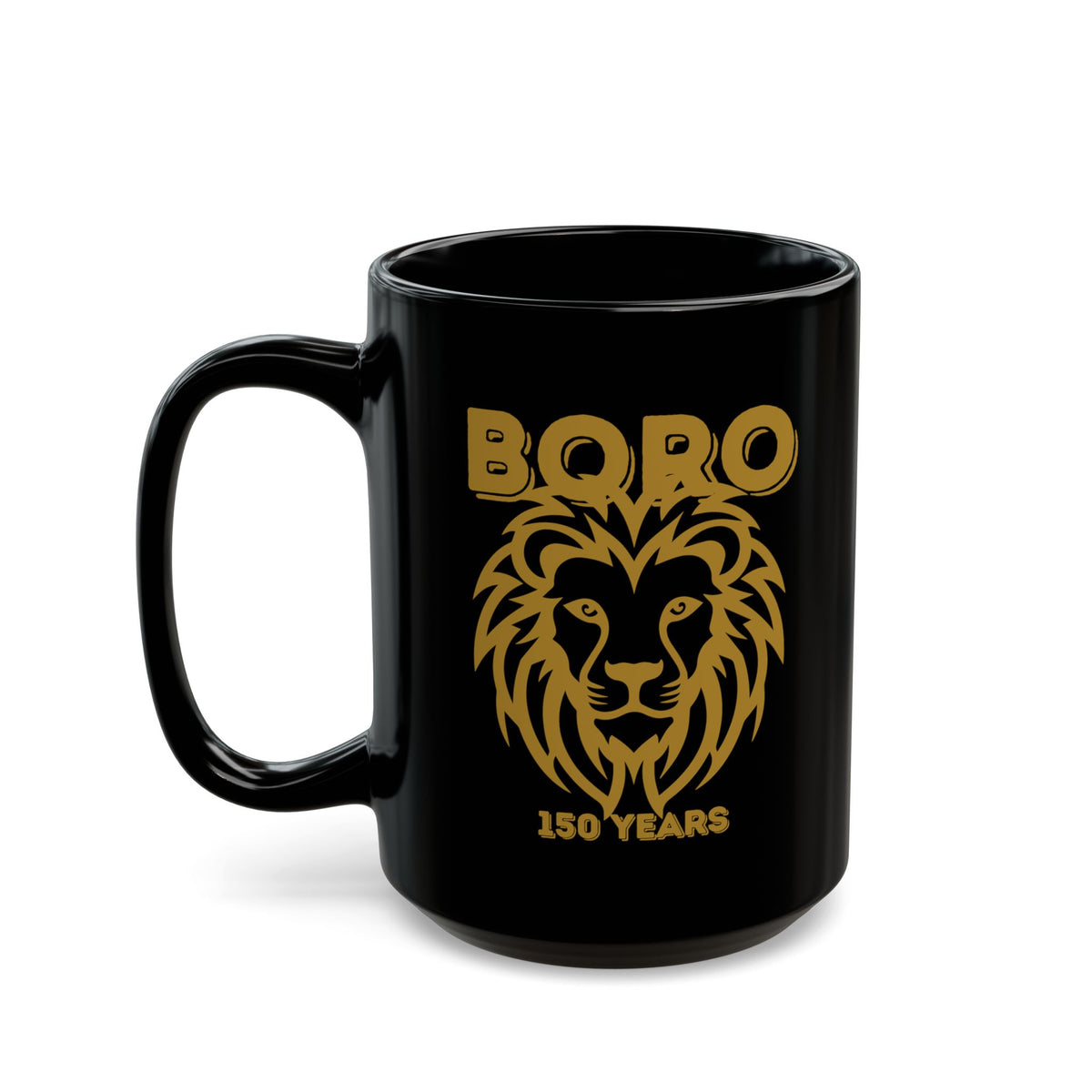 Boro Lion 150 Years Black Mug — Anniversary Commemorative Coffee Cup