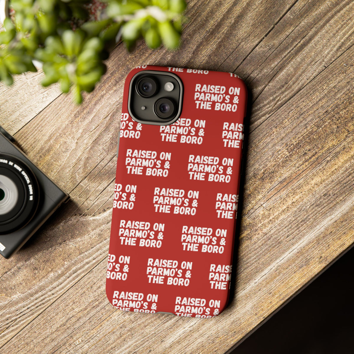 "RAISED ON PARMO'S AND THE BORO" Phone Case — Red Pattern Tough Case
