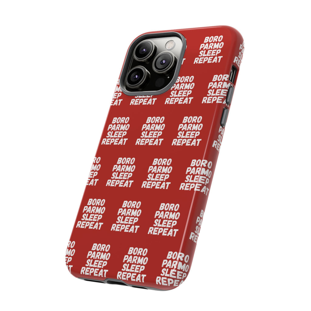 "BORO PARMO SLEEP REPEAT" Phone Case — Red Pattern Tough Case