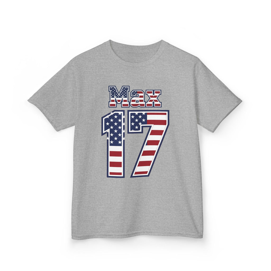Kids Shirt 'Max 17' American Flag BORO Shirt, Max Arfsten is our Number 17 'Front print'
