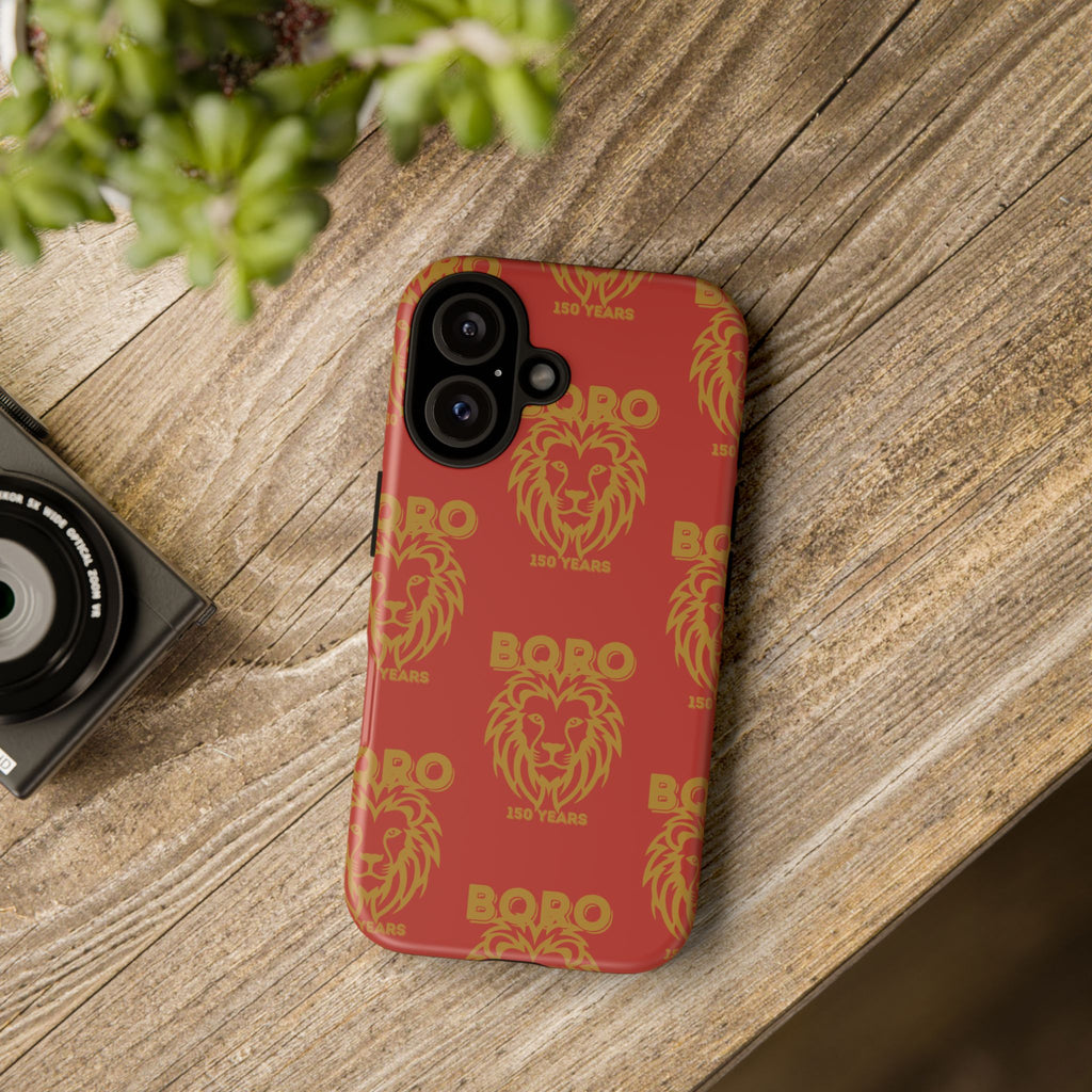 BORO Gold on red Lion Head Phone Case — Red 150 years Pattern Protective Case