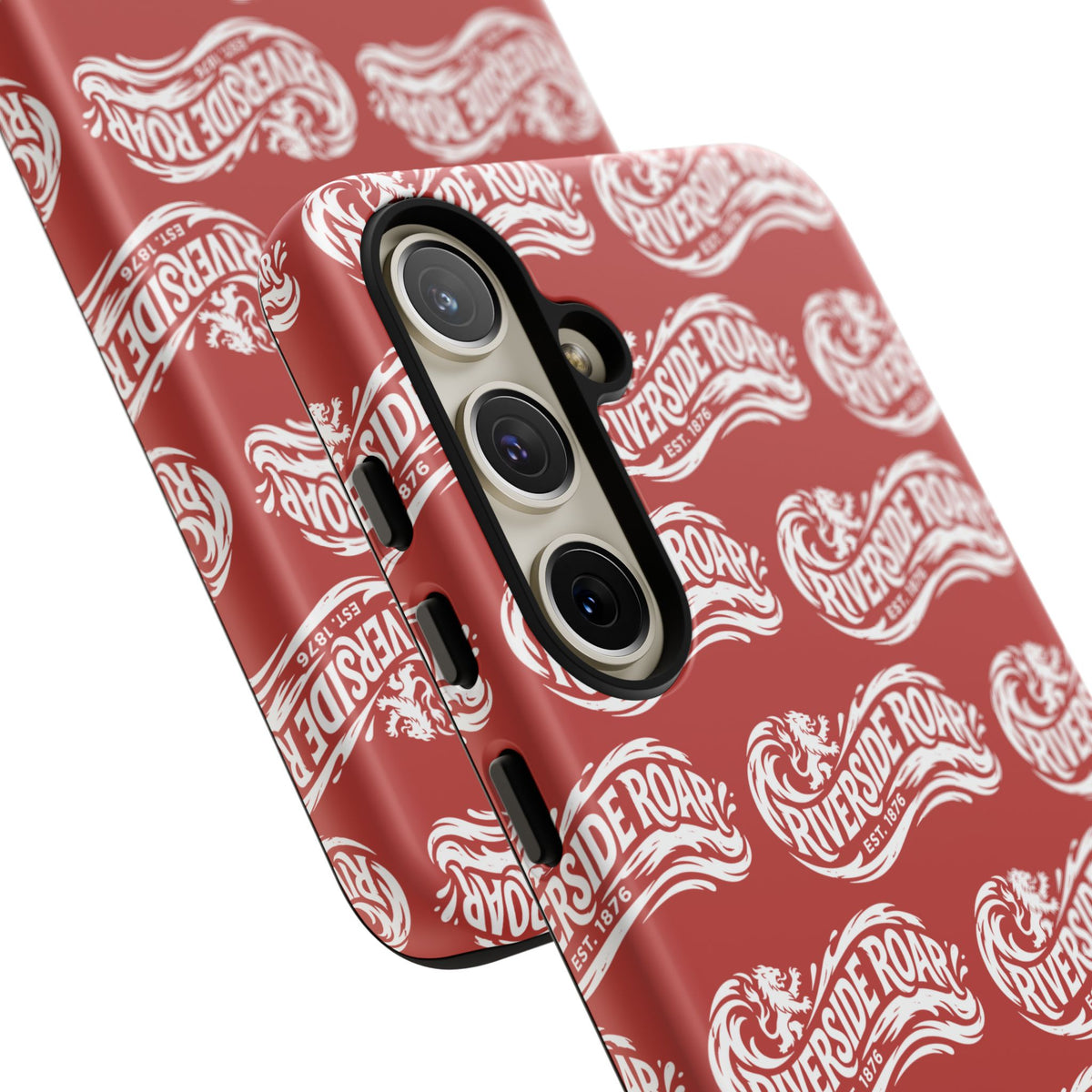 Riverside Roar Patterned Tough Case (White on Red) iPhone & Samsung