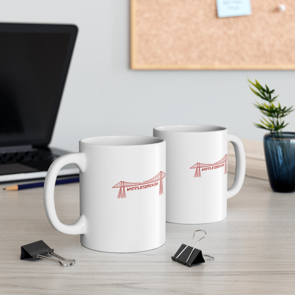 Middlesbrough Transporter Bridge Sketch Ceramic Mug — 11oz & 15oz Coffee Cup