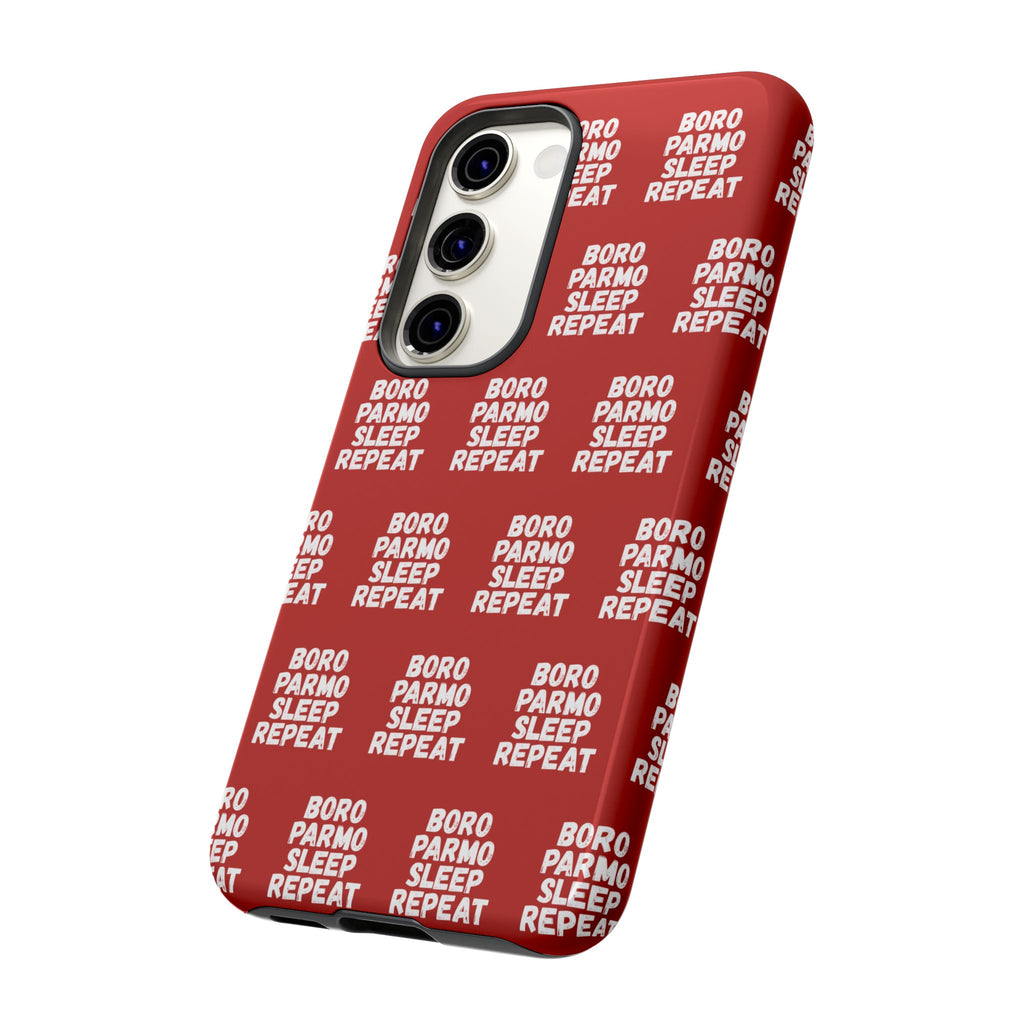 "BORO PARMO SLEEP REPEAT" Phone Case — Red Pattern Tough Case