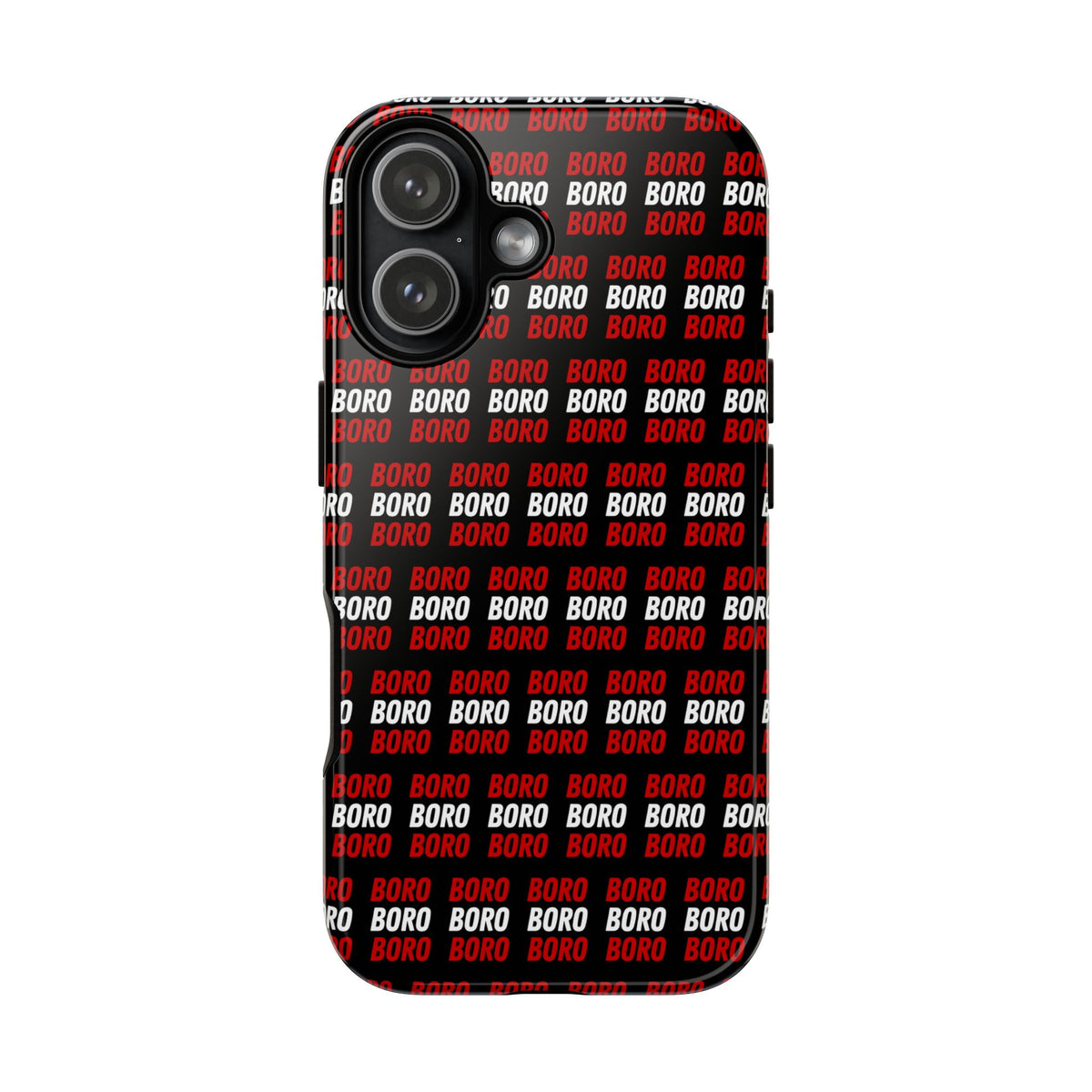 BORO BORO BORO Pattern Phone Case — Bold Red & White Repeating Text Protective Cover