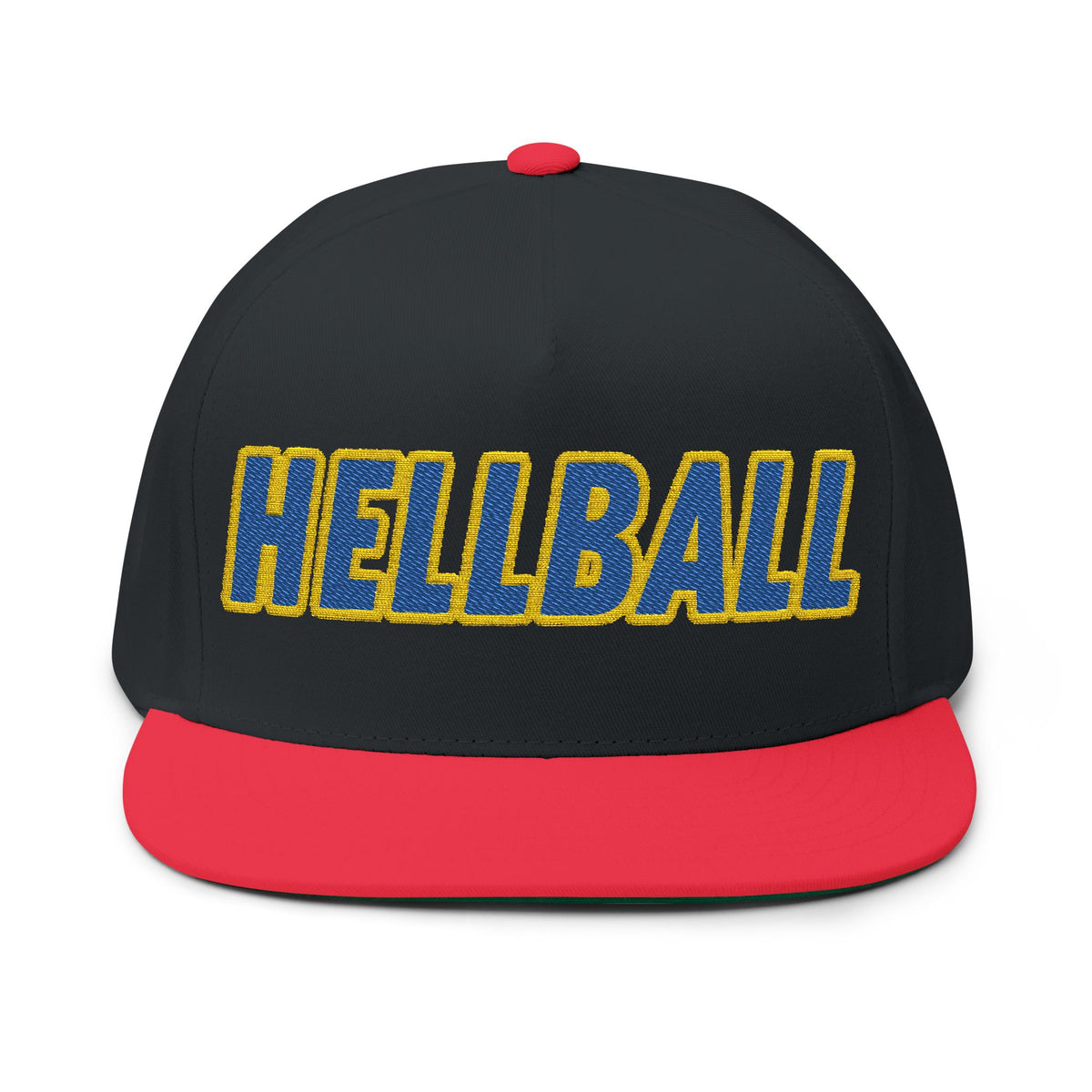 BORO Flat Bill Cap — Embroidered 'HELLBALL' Bold Font Snapback Hat