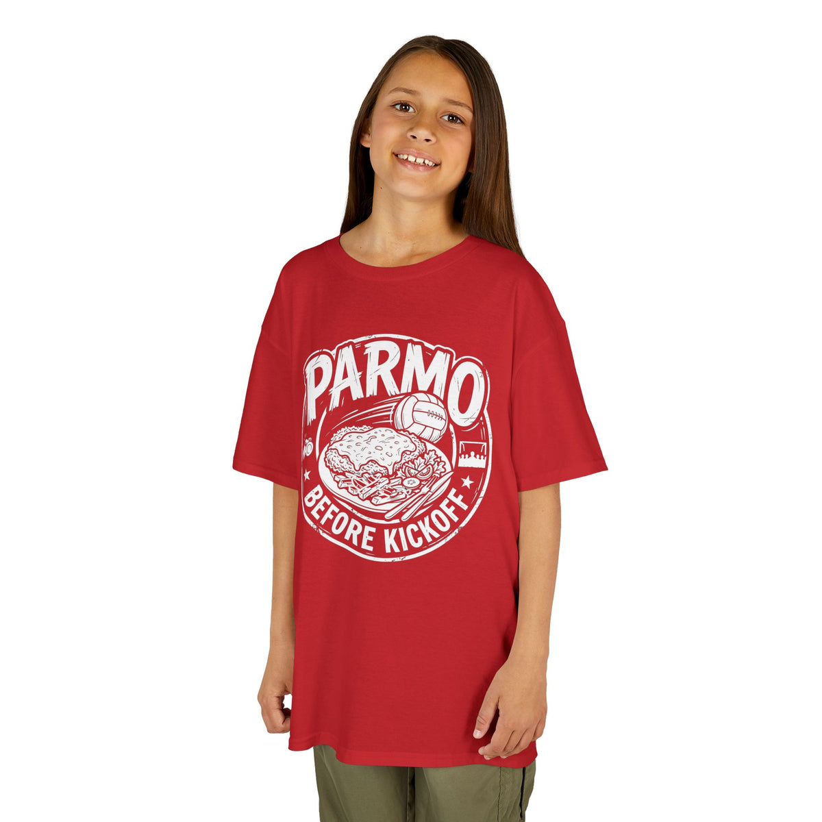 Kids T-Shirt – "Parmo Before Kickoff" Middlesbroughfc Football& Parmo Graphic Tee