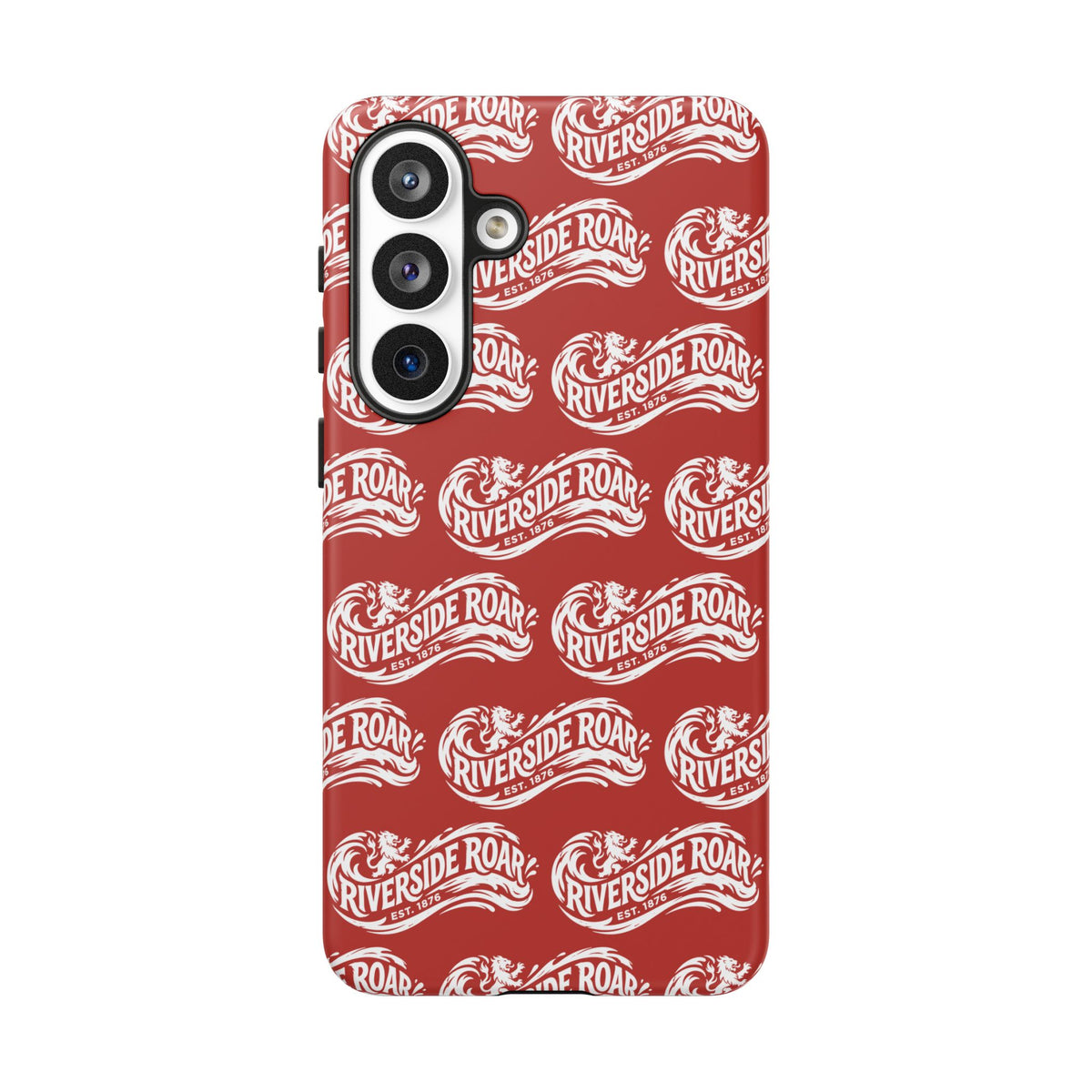 Riverside Roar Patterned Tough Case (White on Red) iPhone & Samsung