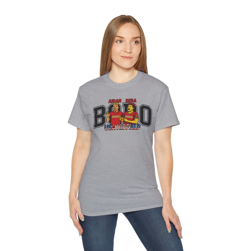 American Midfield — "Aidan & Seba, Boro's USA Midfield" Graphic T-Shirt