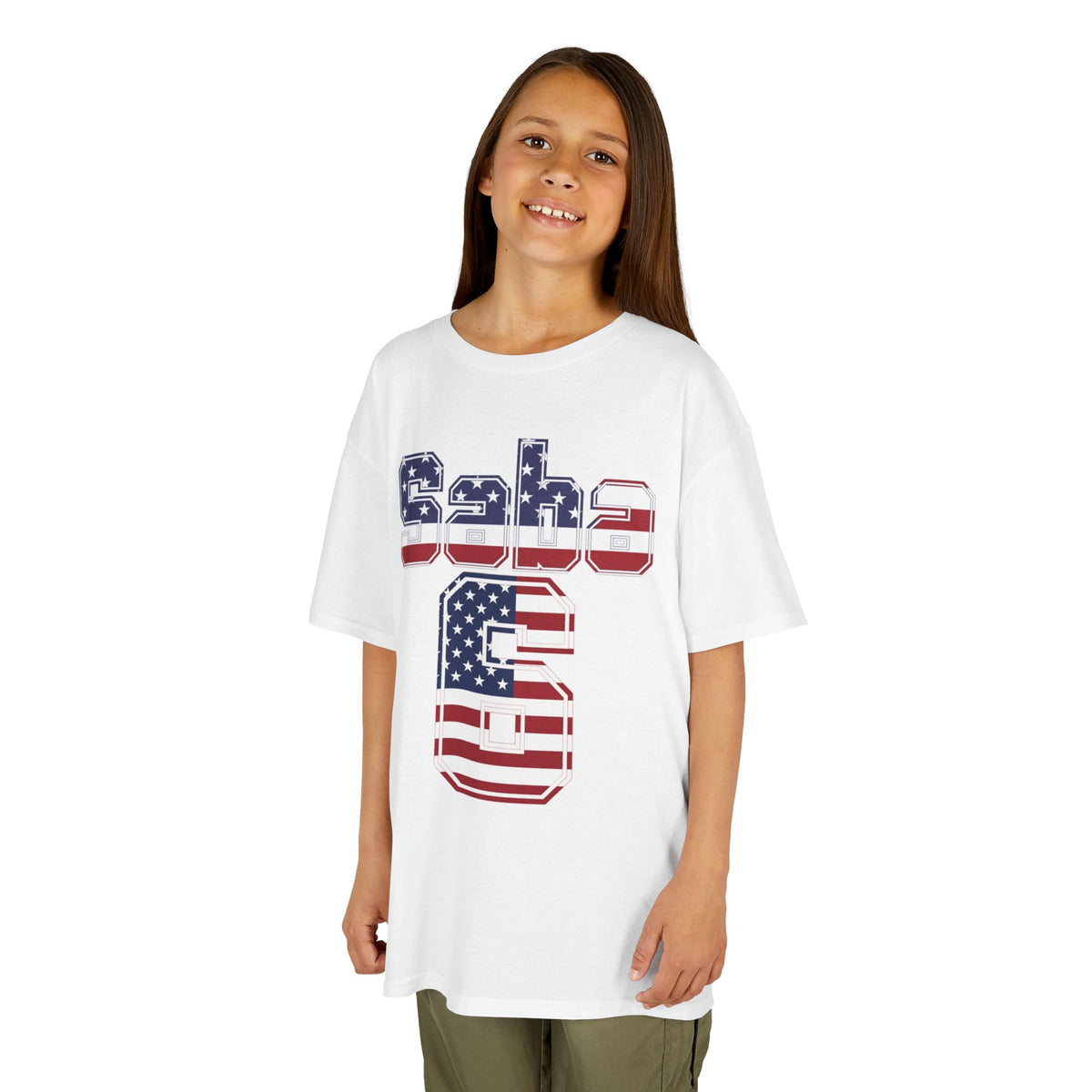 Kids Shirt 'Saba 6' American Flag BORO Shirt, Sabastian Berhalter is our Number 6 'Front print'