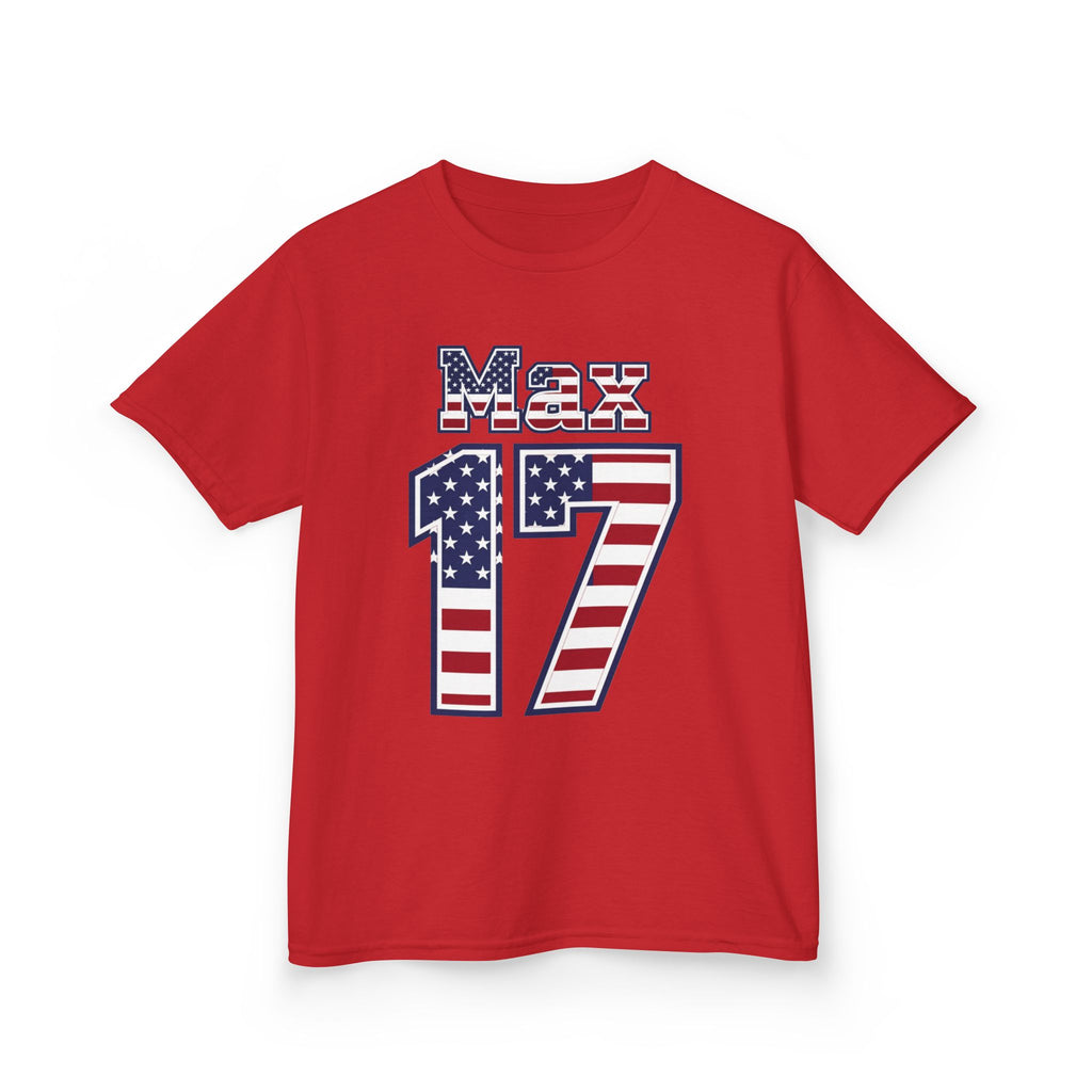 Kids Shirt 'Max 17' American Flag BORO Shirt, Max Arfsten is our Number 17 'Front print'
