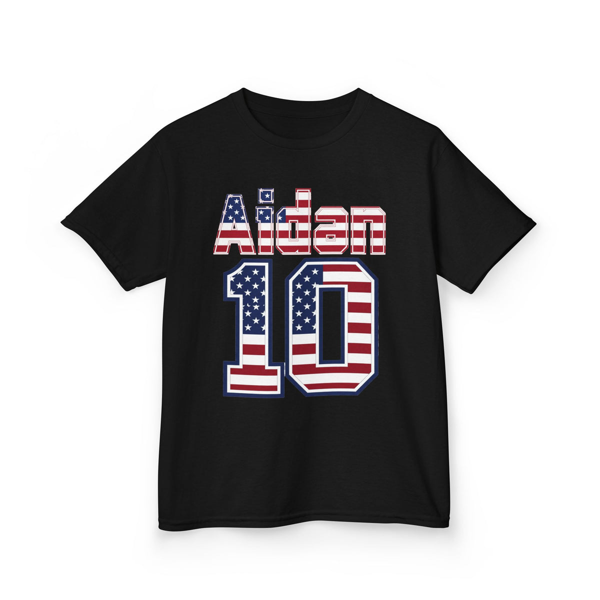 Kids Shirt 'Aiden 10' American Flag BORO Shirt, Aidan Morris is our Number 10 'Front print'