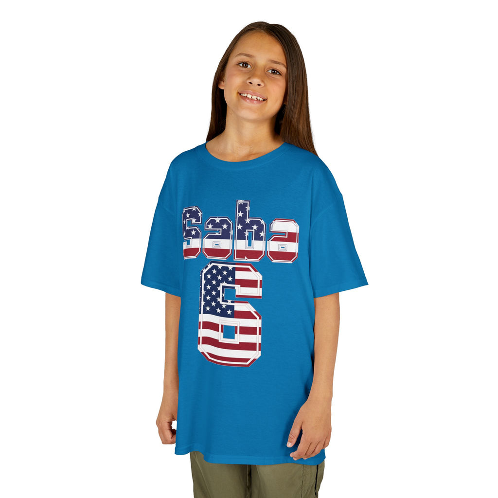 Kids Shirt 'Saba 6' American Flag BORO Shirt, Sabastian Berhalter is our Number 6 'Front print'