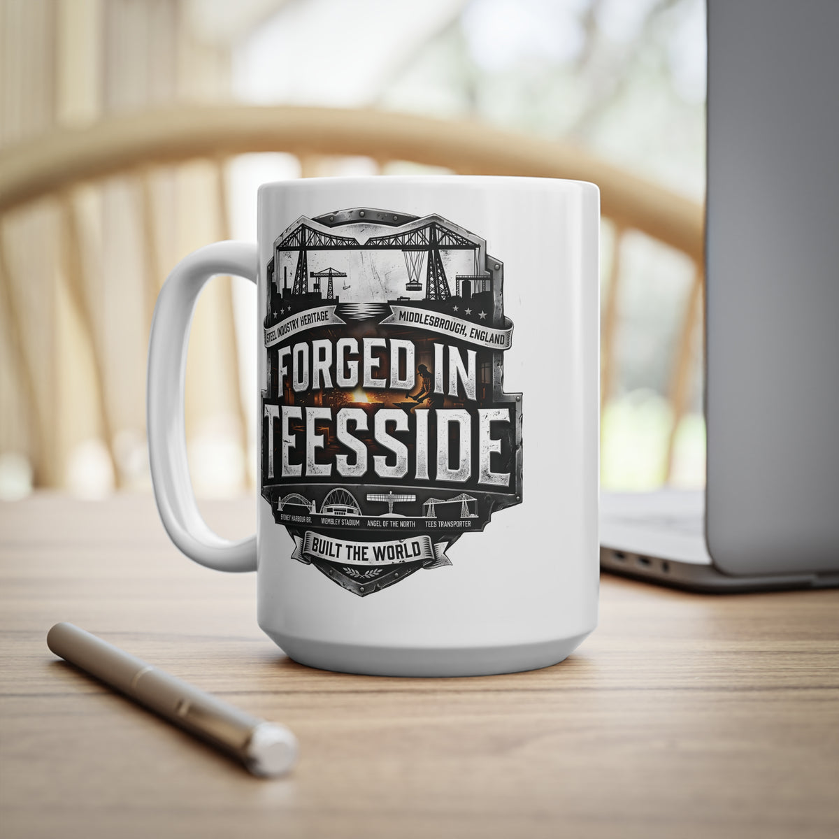 Forged in Teesside Ceramic Coffee Mug – 11oz & 15oz Middlesbrough Industrial Heritage Gift