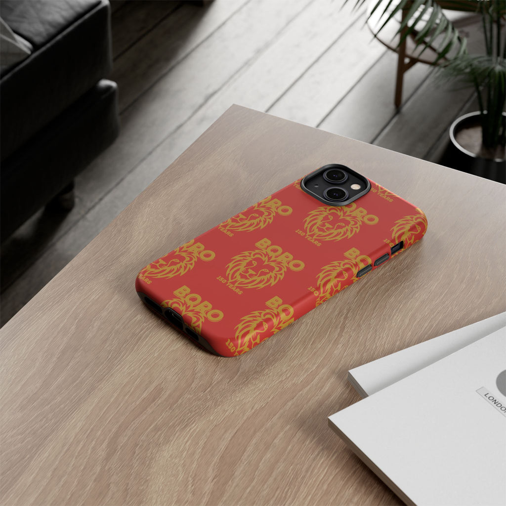 BORO Gold on red Lion Head Phone Case — Red 150 years Pattern Protective Case